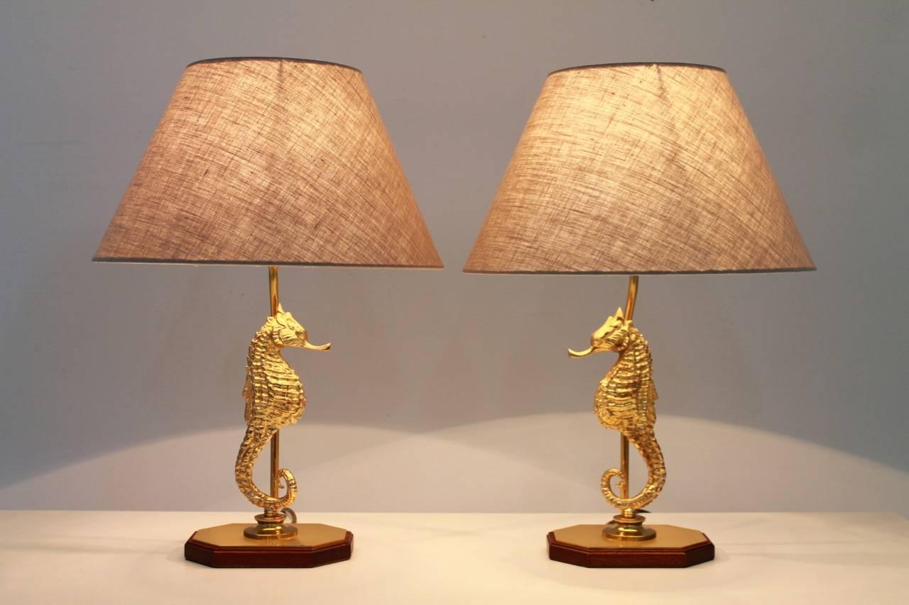 Late 20th Century Seahorse Table Lamps in Brass 1970s
