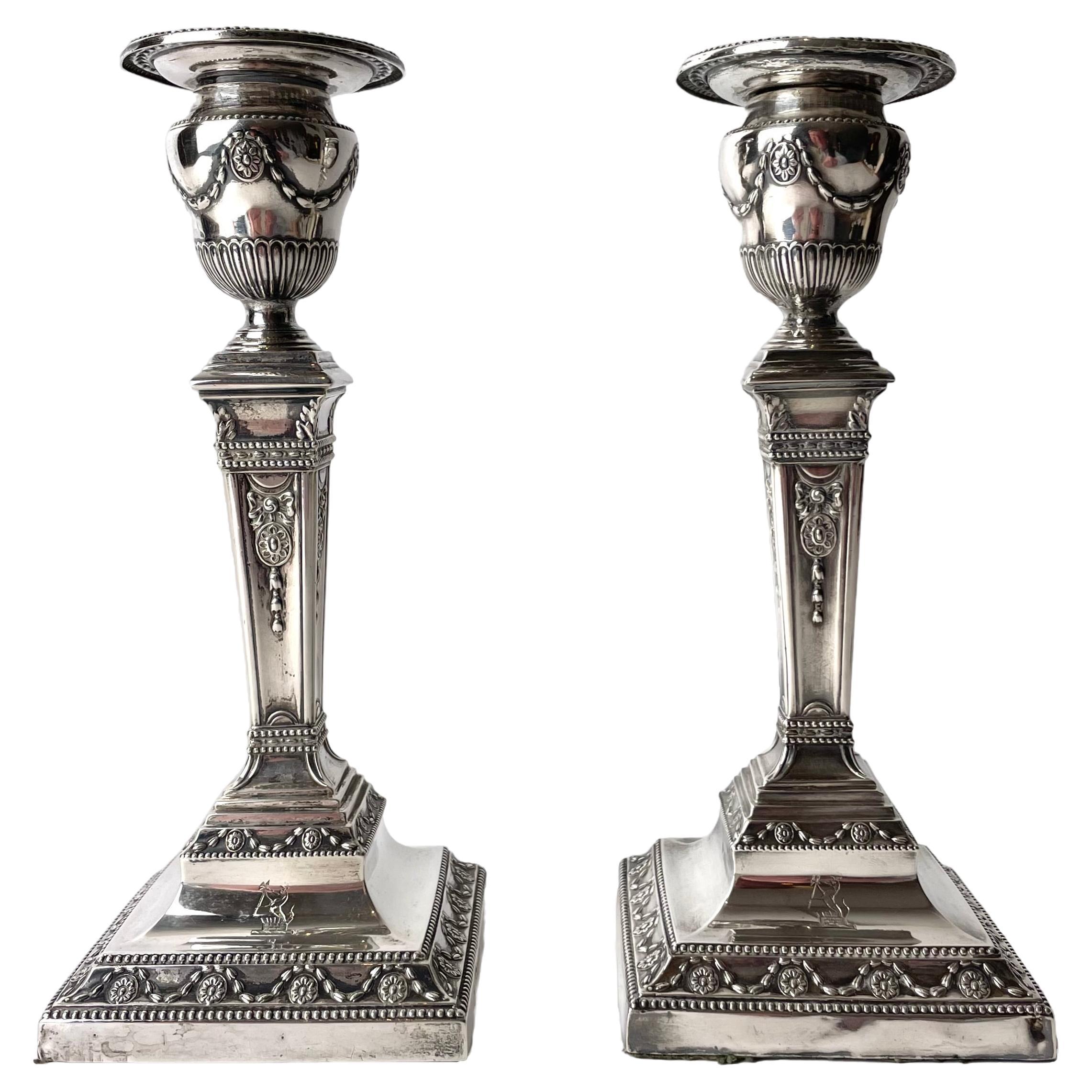 Pair of beautiful Silver Candlesticks from London in 1881 For Sale