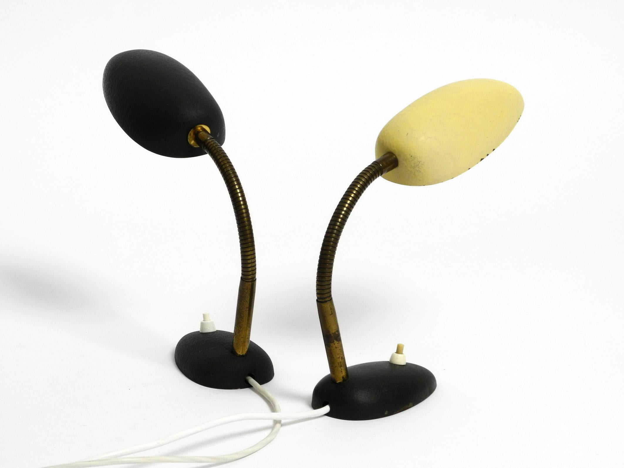 Pair of beautiful small 50s metal table lamps with goosenecks by Gebrüder Cosack For Sale 8
