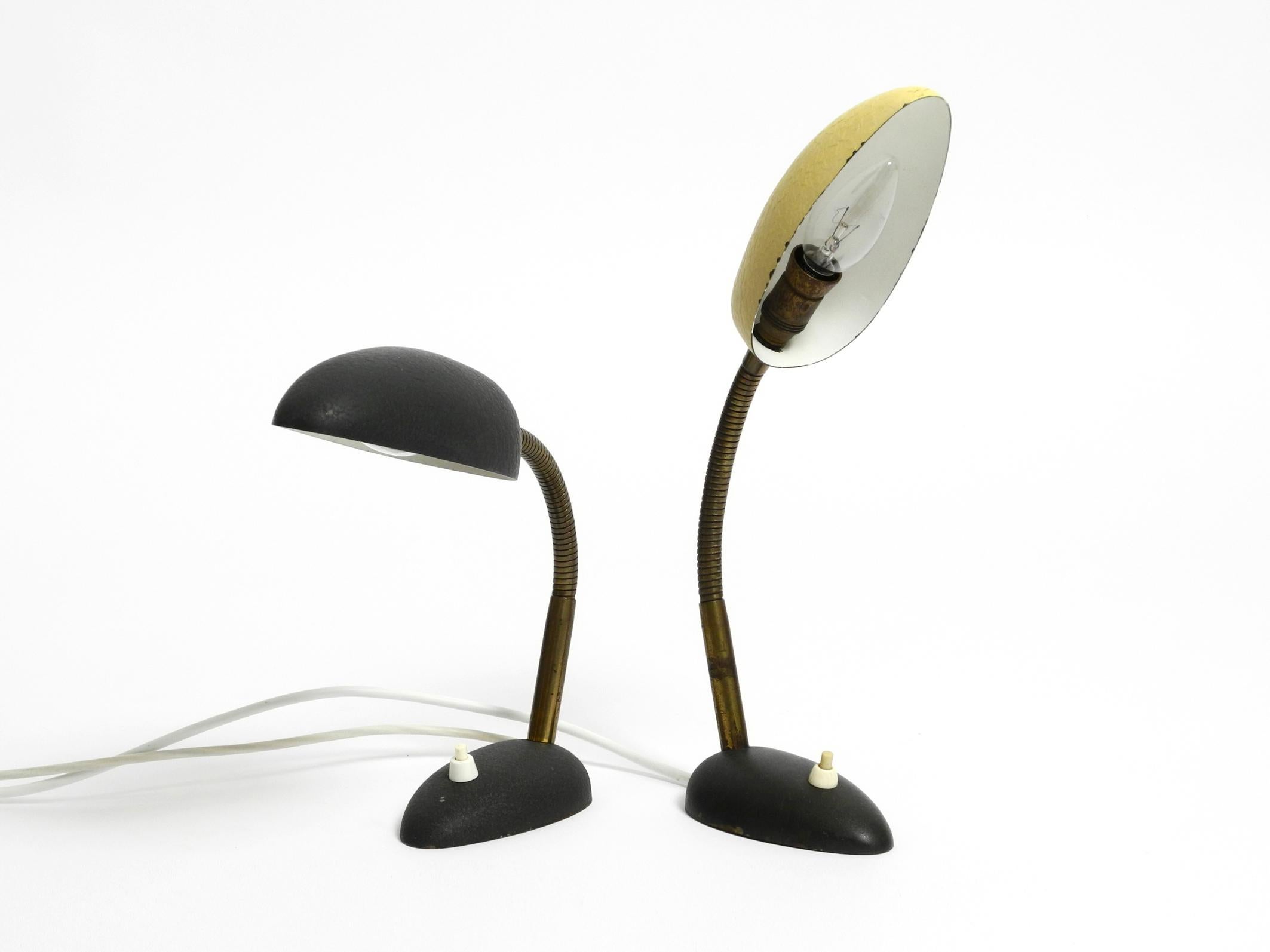 Pair of beautiful small 50s metal table lamps with goosenecks by Gebrüder Cosack For Sale 9