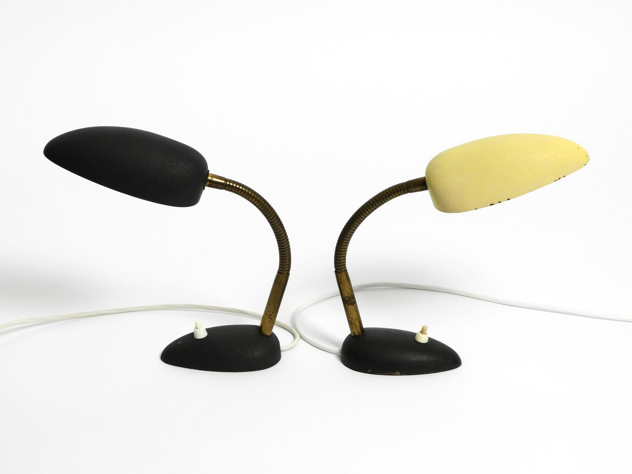 Pair of beautiful small 50s metal table lamps with goosenecks by Gebrüder Cosack For Sale 10