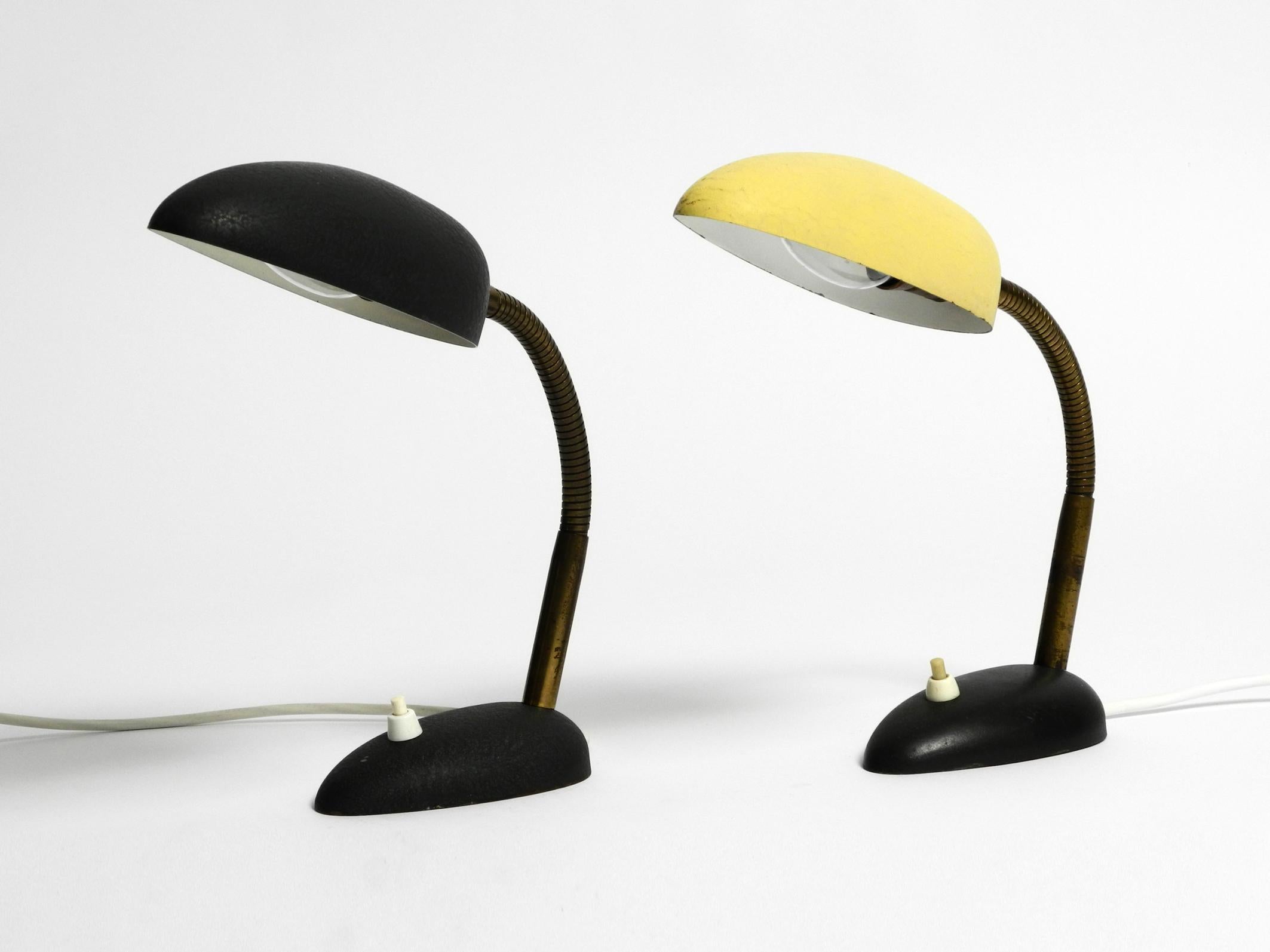 Mid-Century Modern Pair of beautiful small 50s metal table lamps with goosenecks by Gebrüder Cosack For Sale