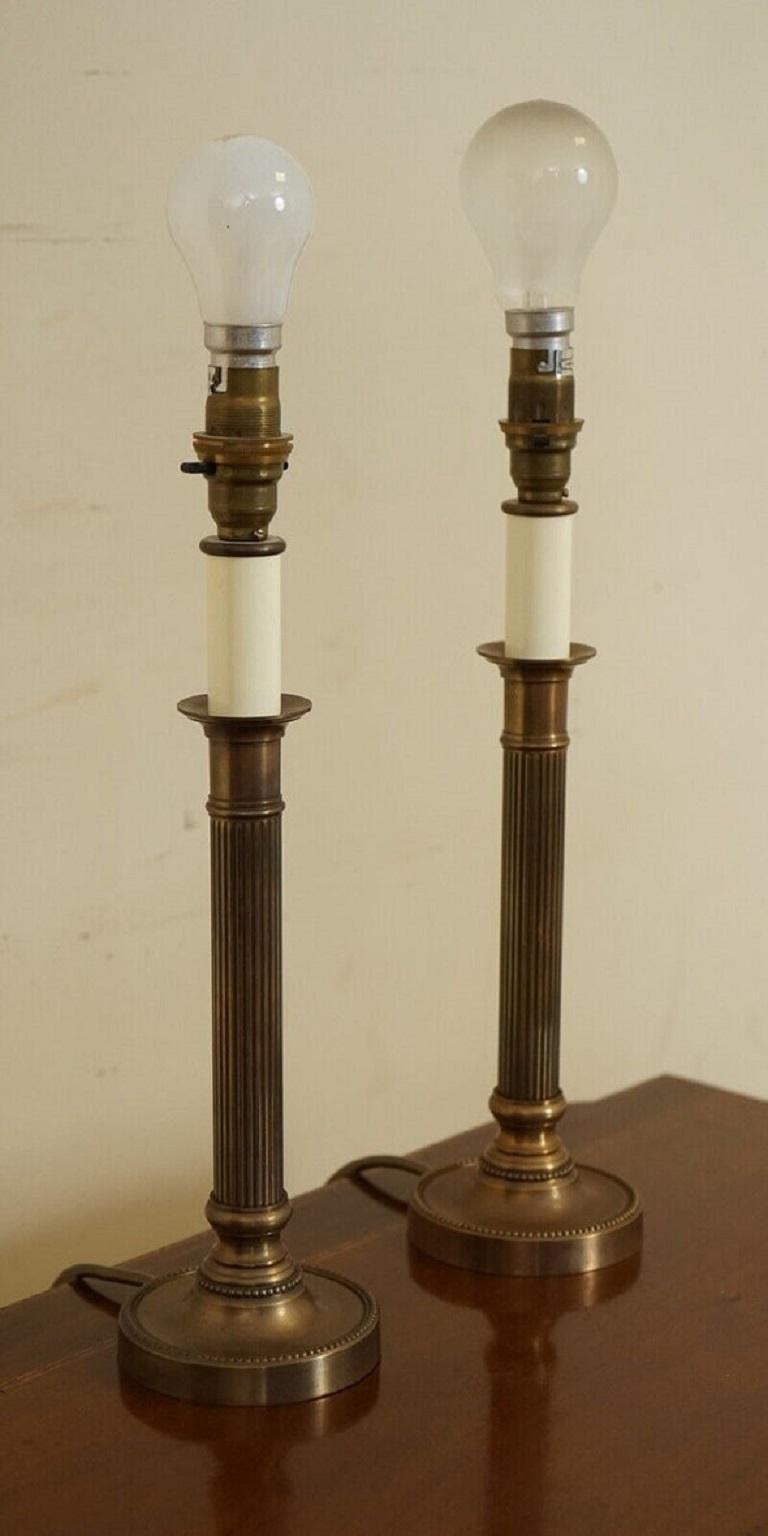 Pair of Beautiful Victorian Style Brass Table Lamps In Good Condition In Pulborough, GB
