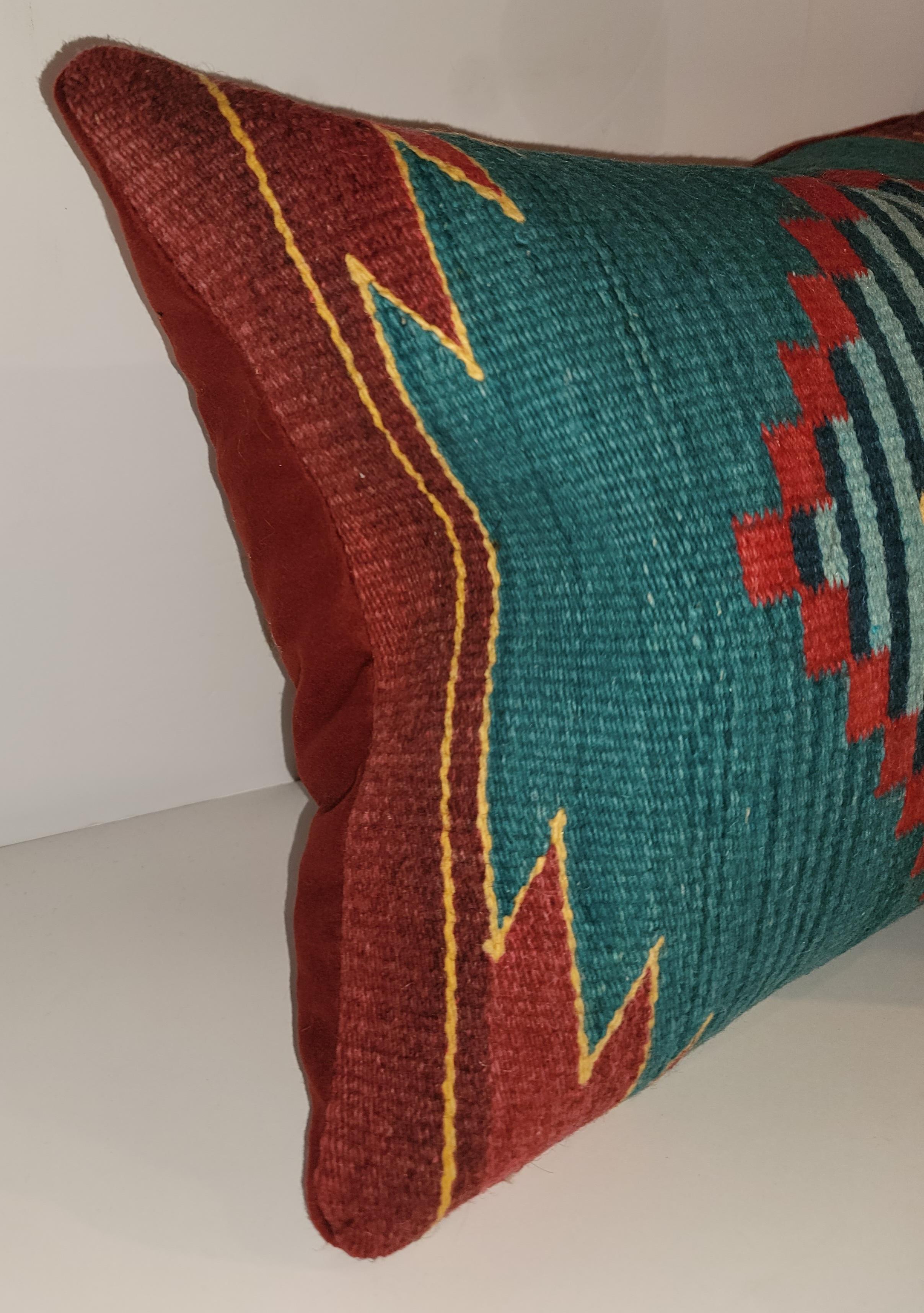 Adirondack Pair of Beautiful Vintage Indian Weaving Textile Pillows For Sale