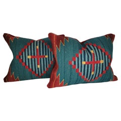 Pair of Beautiful Vintage Indian Weaving Textile Pillows