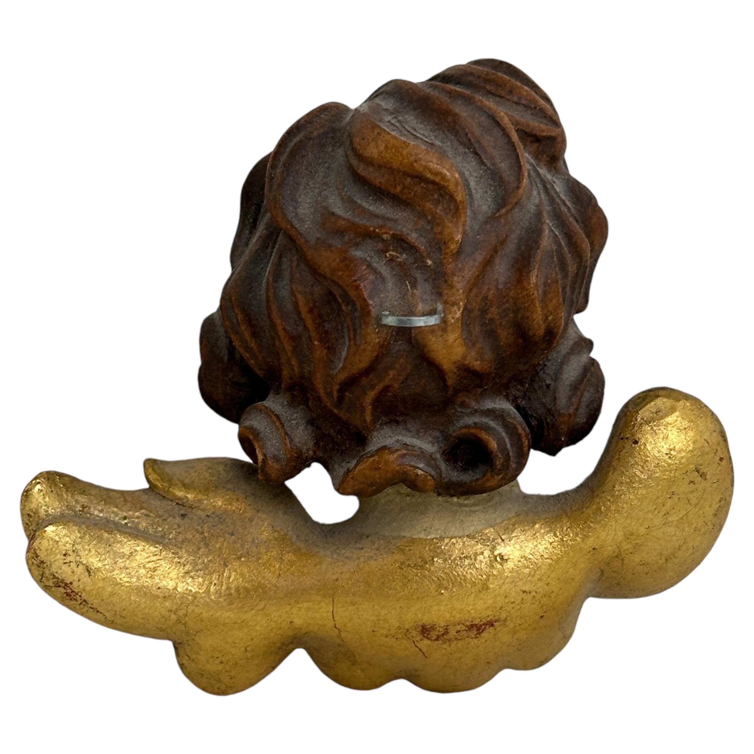 Pair of beautiful Wood Carved Cherub Angel Heads, Vintage German, 1950s For Sale 1