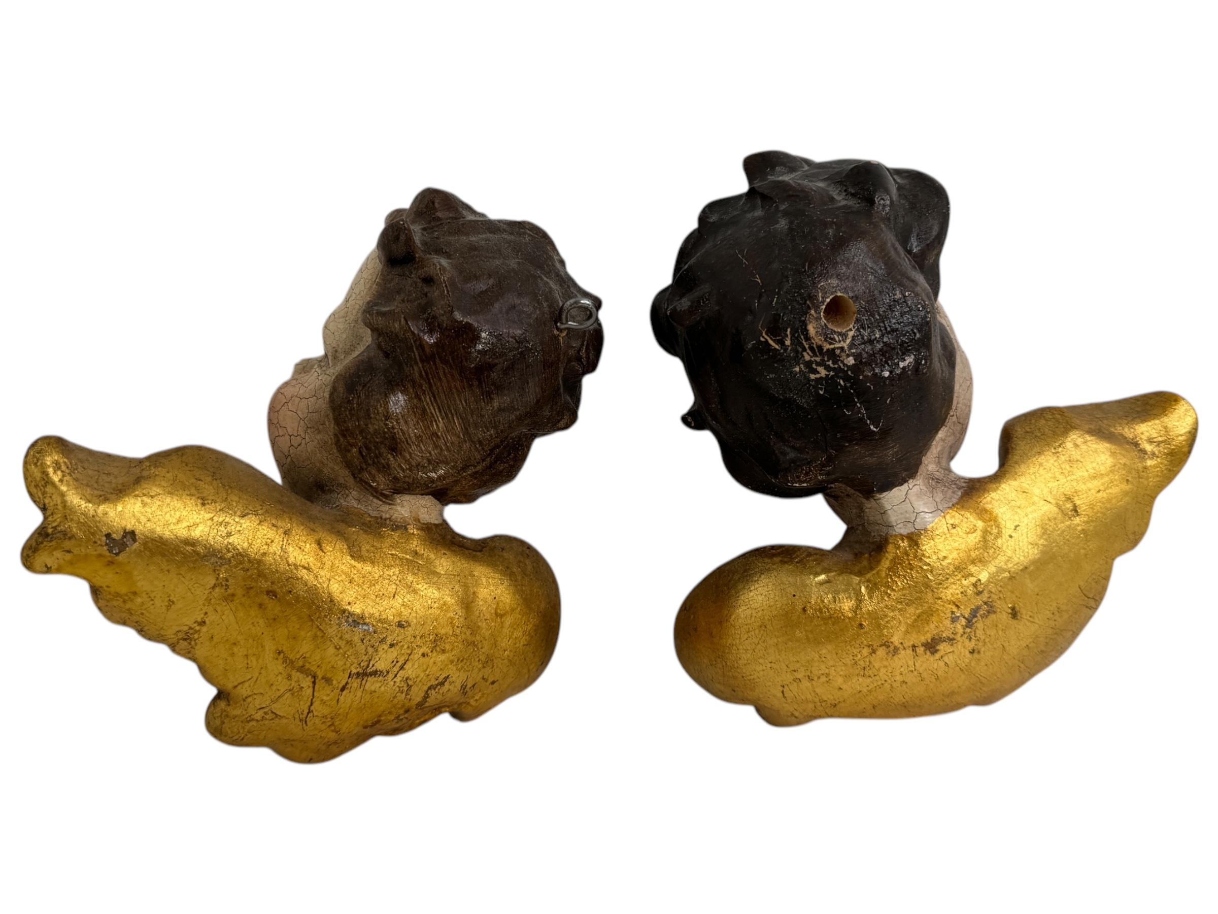 Pair of beautiful Wood Carved Cherub Angel Heads, Vintage German, 1960s For Sale 6