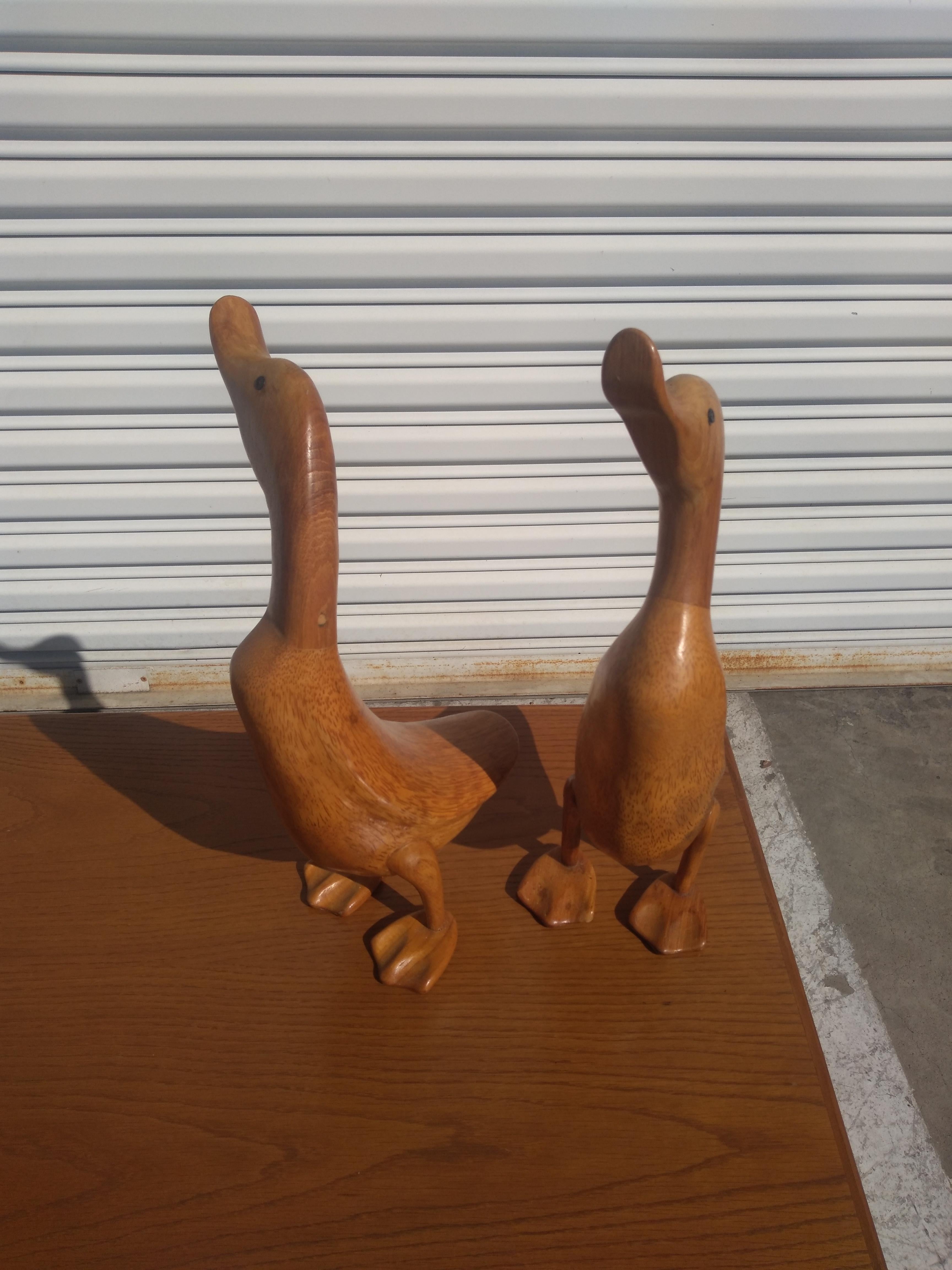 Folk Art Pair of Beautifully Carved Ducks by Dcuk For Sale