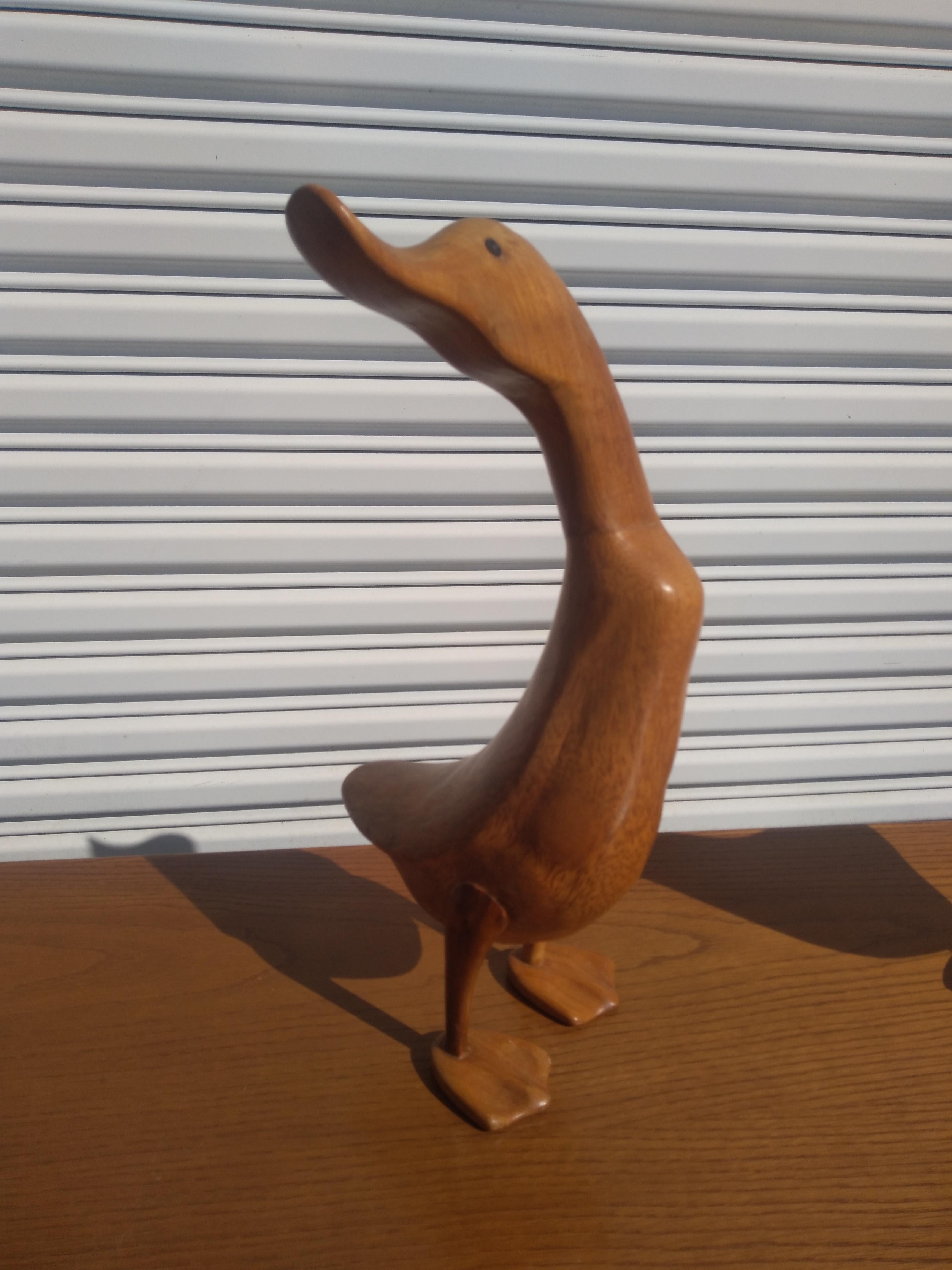 Wood Pair of Beautifully Carved Ducks by Dcuk For Sale