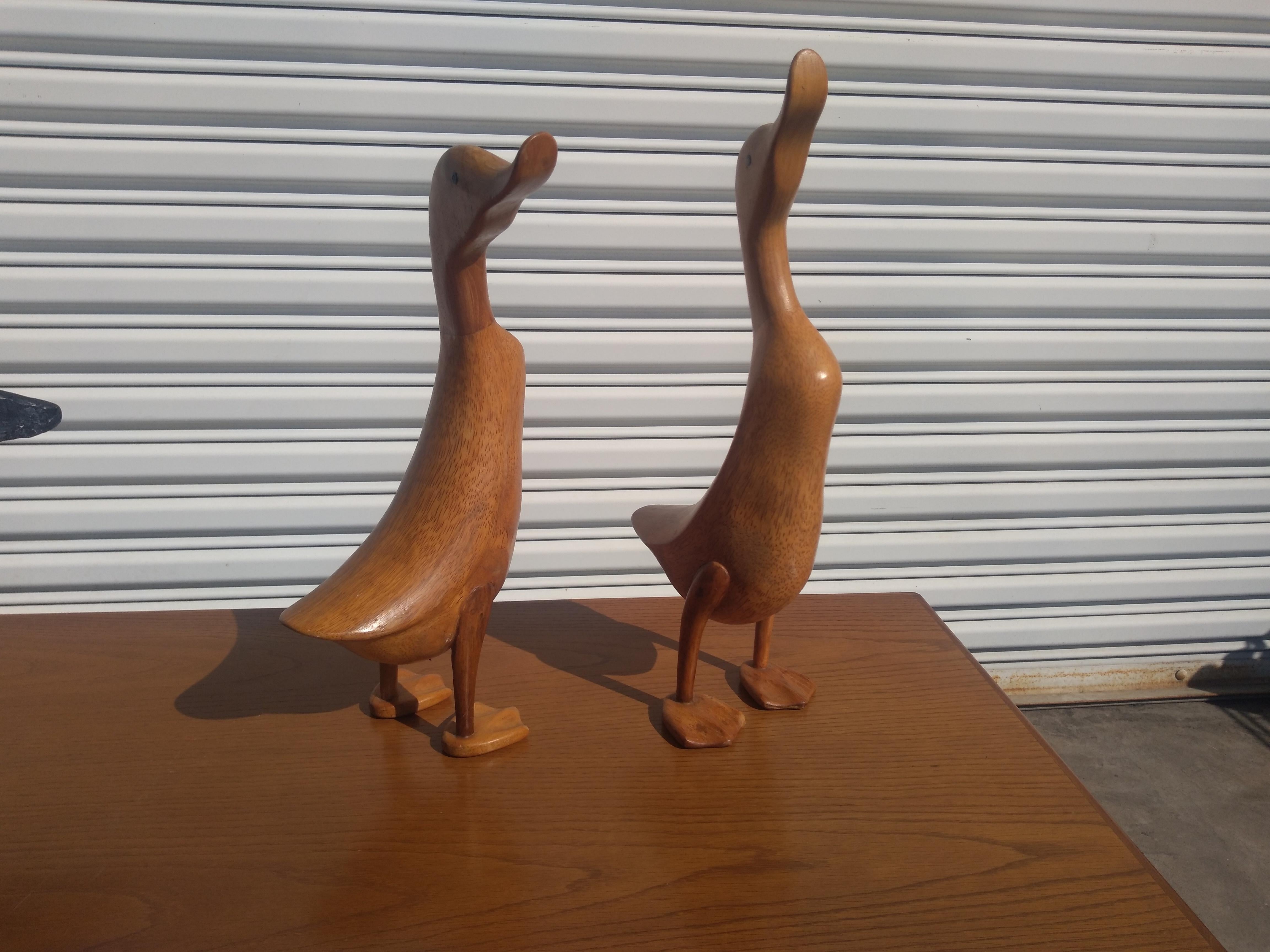 Pair of Beautifully Carved Ducks by Dcuk For Sale 1