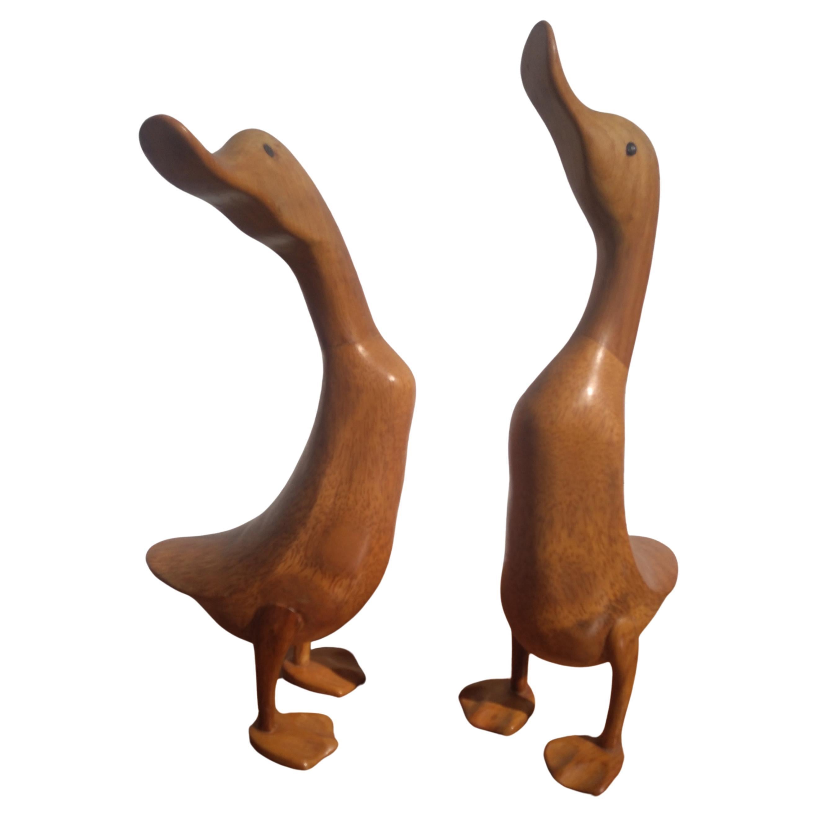 Pair of Beautifully Carved Ducks by Dcuk For Sale