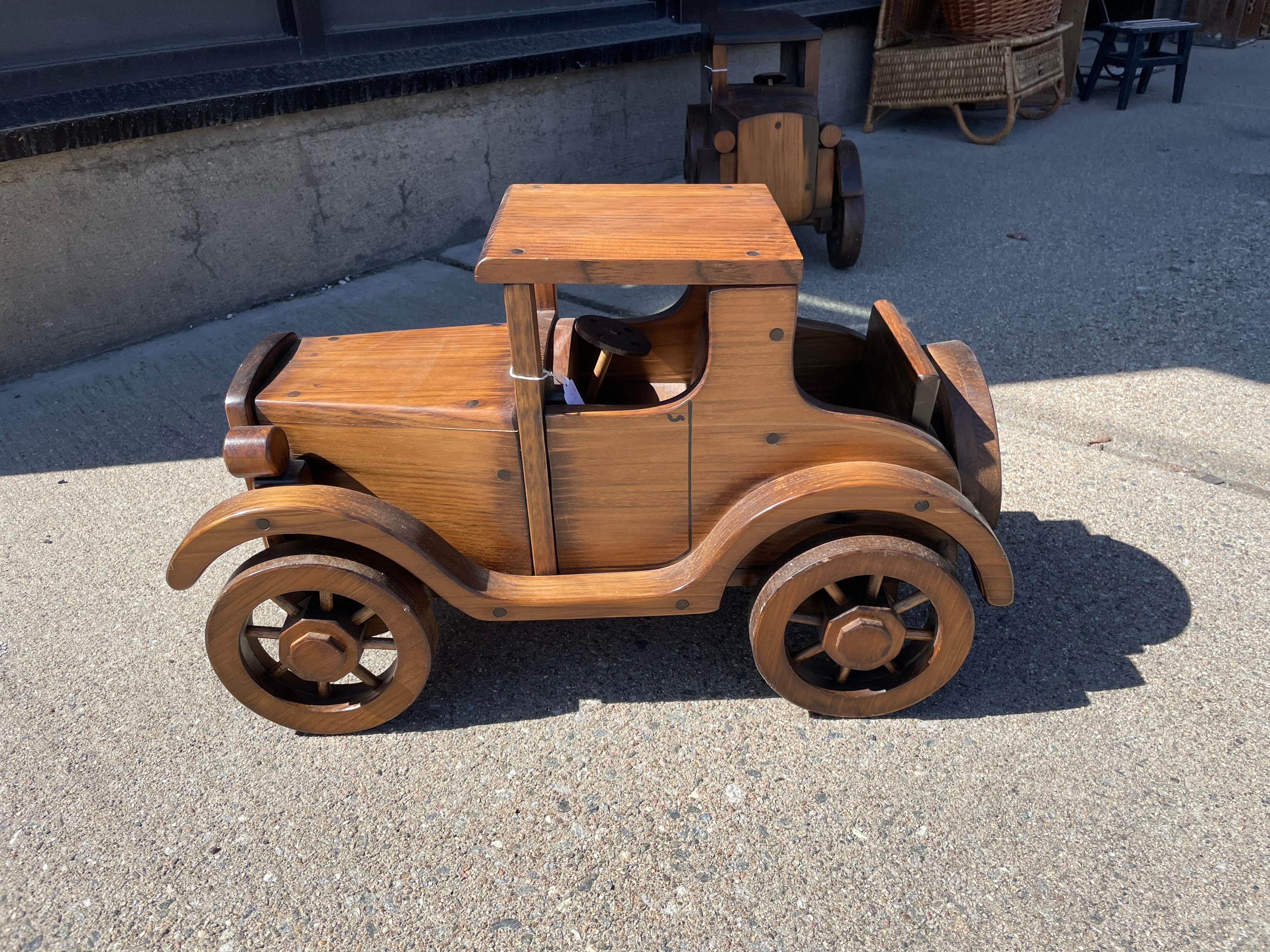 Pair of Beautifully Crafted Handmade Wooden Large Automobiles 7