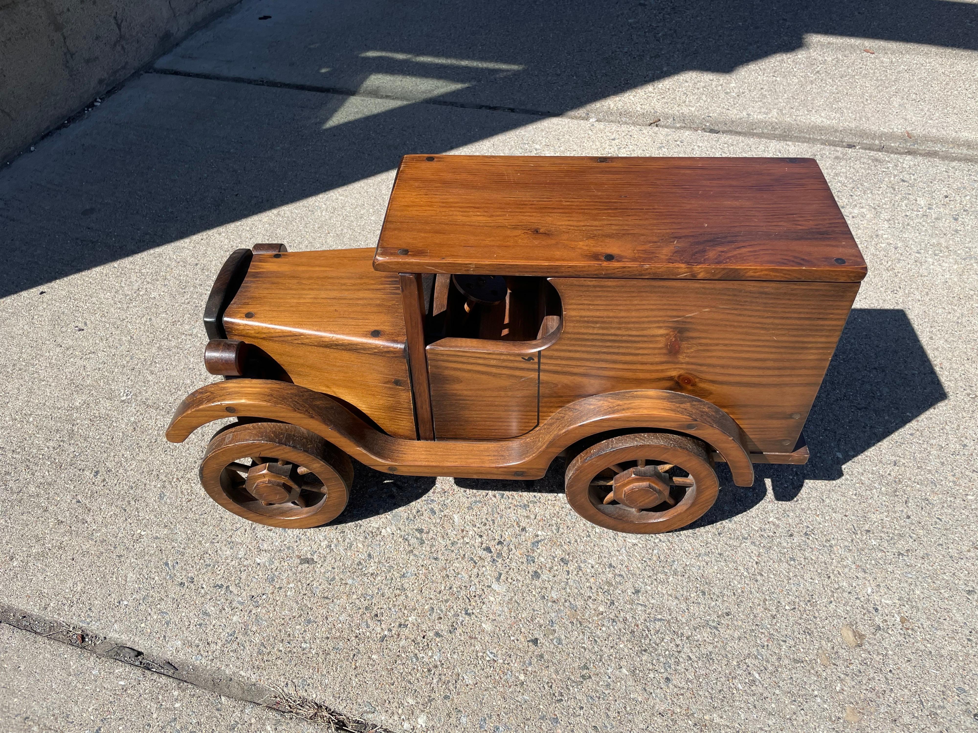 Pair of Beautifully Crafted Handmade Wooden Large Automobiles 1