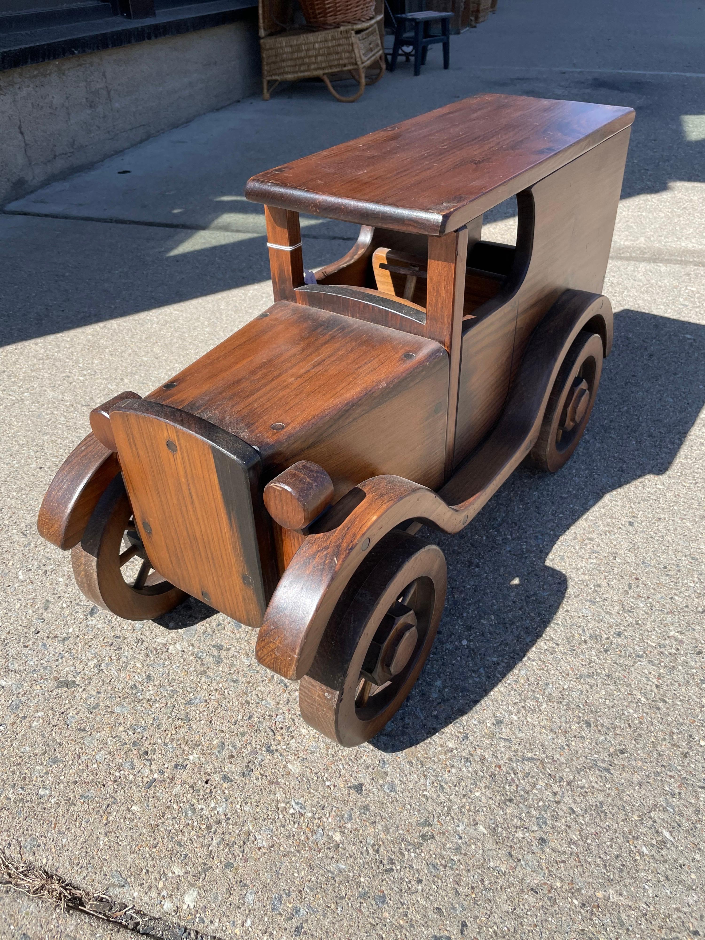 Pair of Beautifully Crafted Handmade Wooden Large Automobiles 2