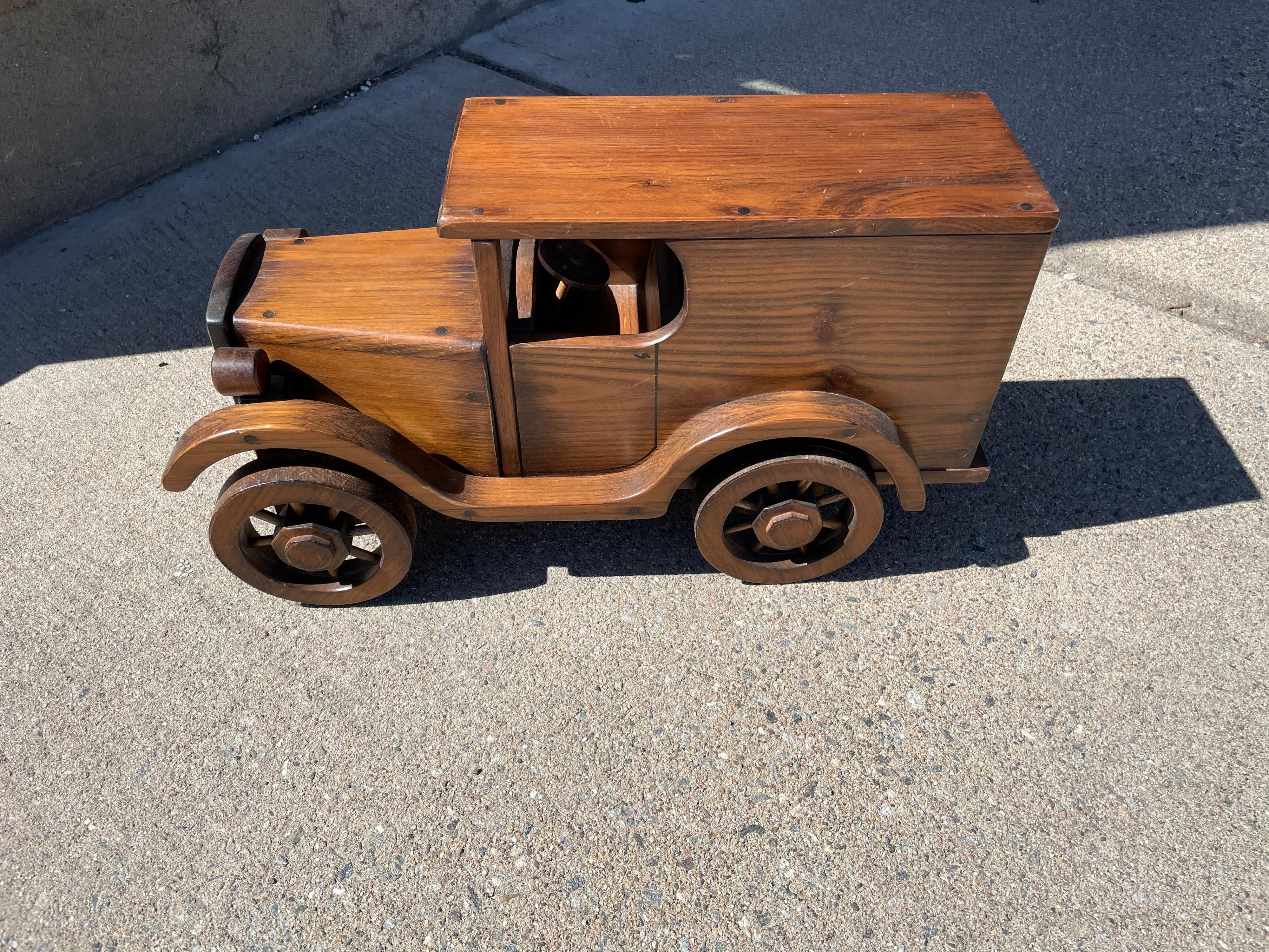 Pair of Beautifully Crafted Handmade Wooden Large Automobiles 5