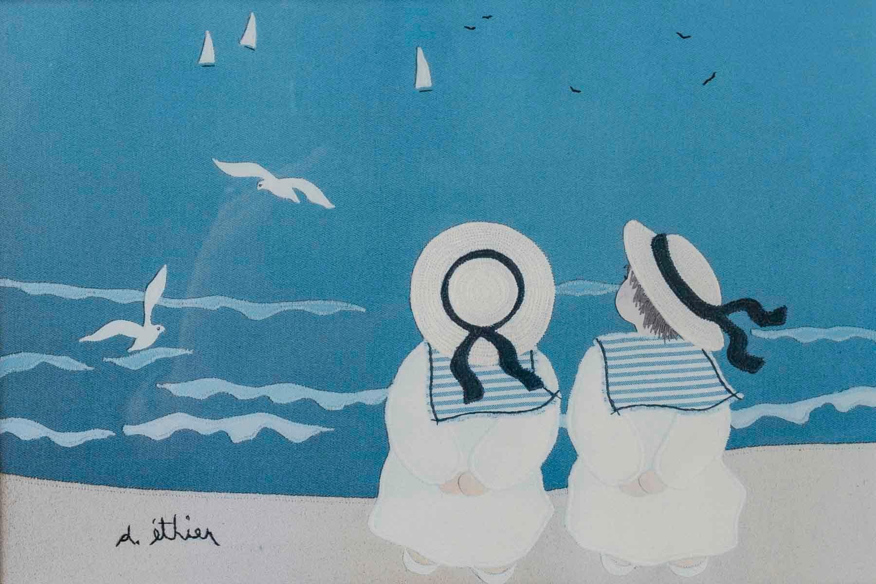 French Pair of Beautifully Framed Reproductions Featuring 20th-Century Children. For Sale