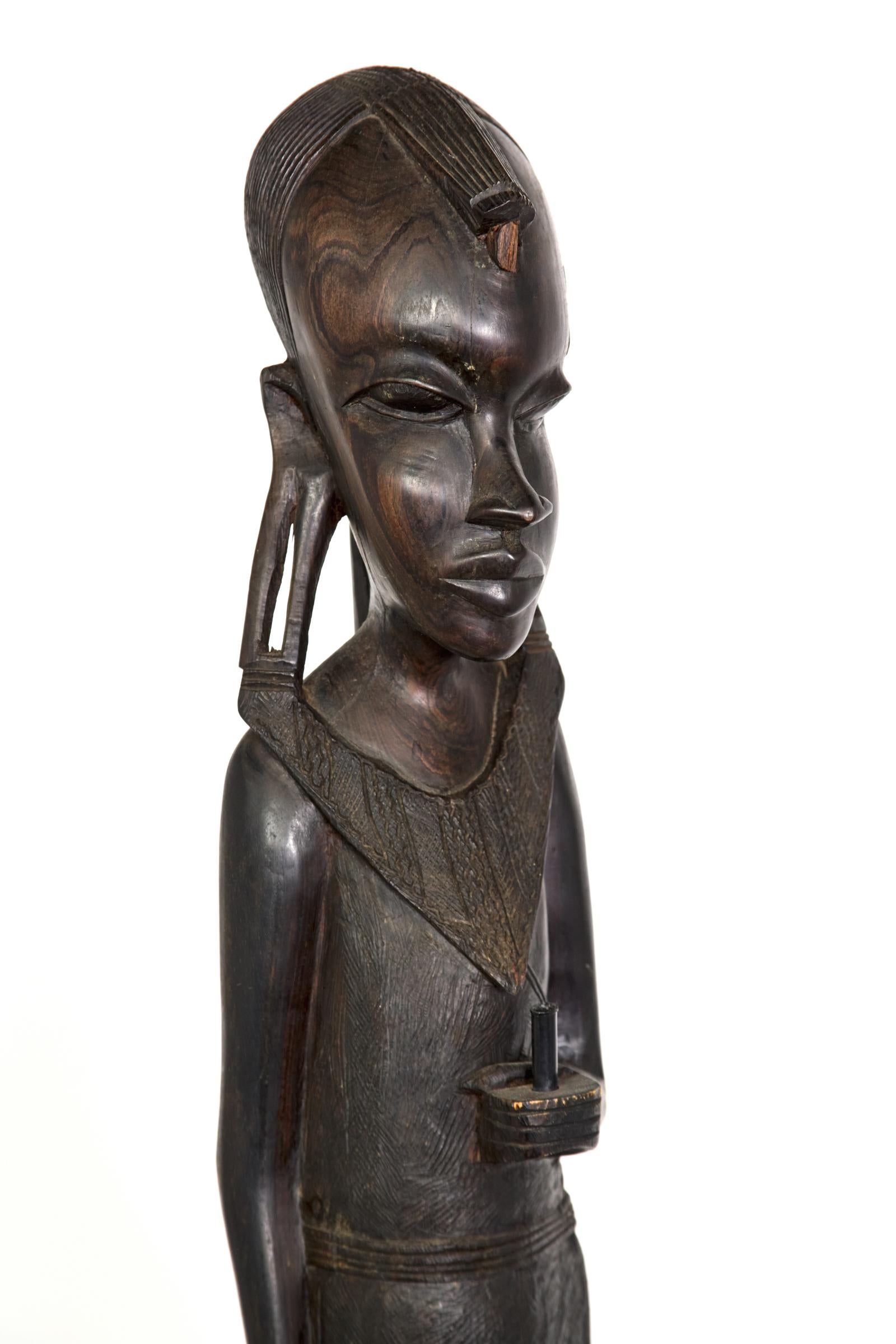 Pair of Beautifully Hand Carved Ebony Tanzanian Sculpture 2