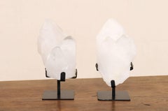 Pair of Beautifully Natural Quartz Crystals on Custom Stands from Uruguay
