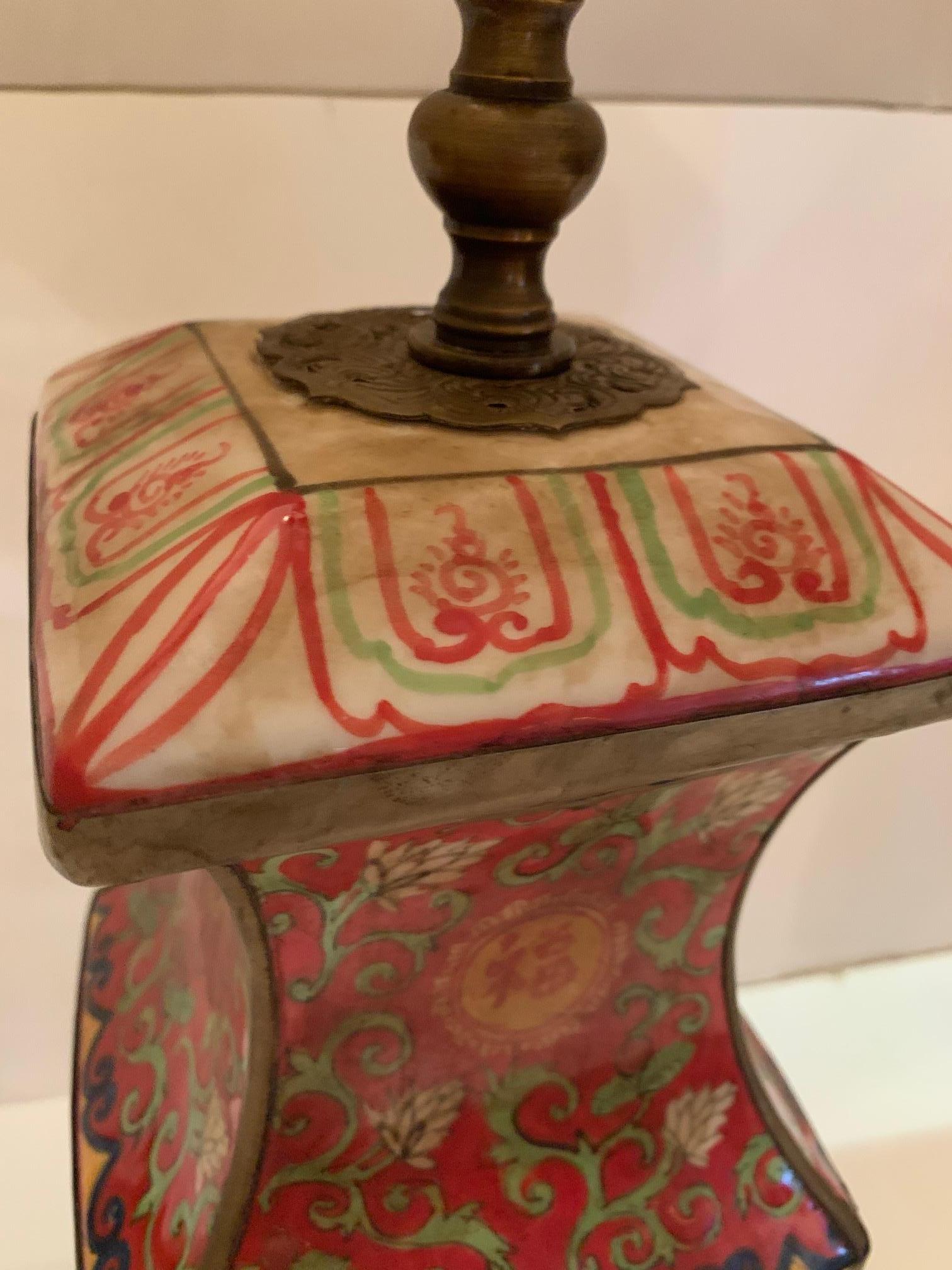 Pair of Beautifully Patterned Chinese Ceramic Table Lamps with Custom Shades 3