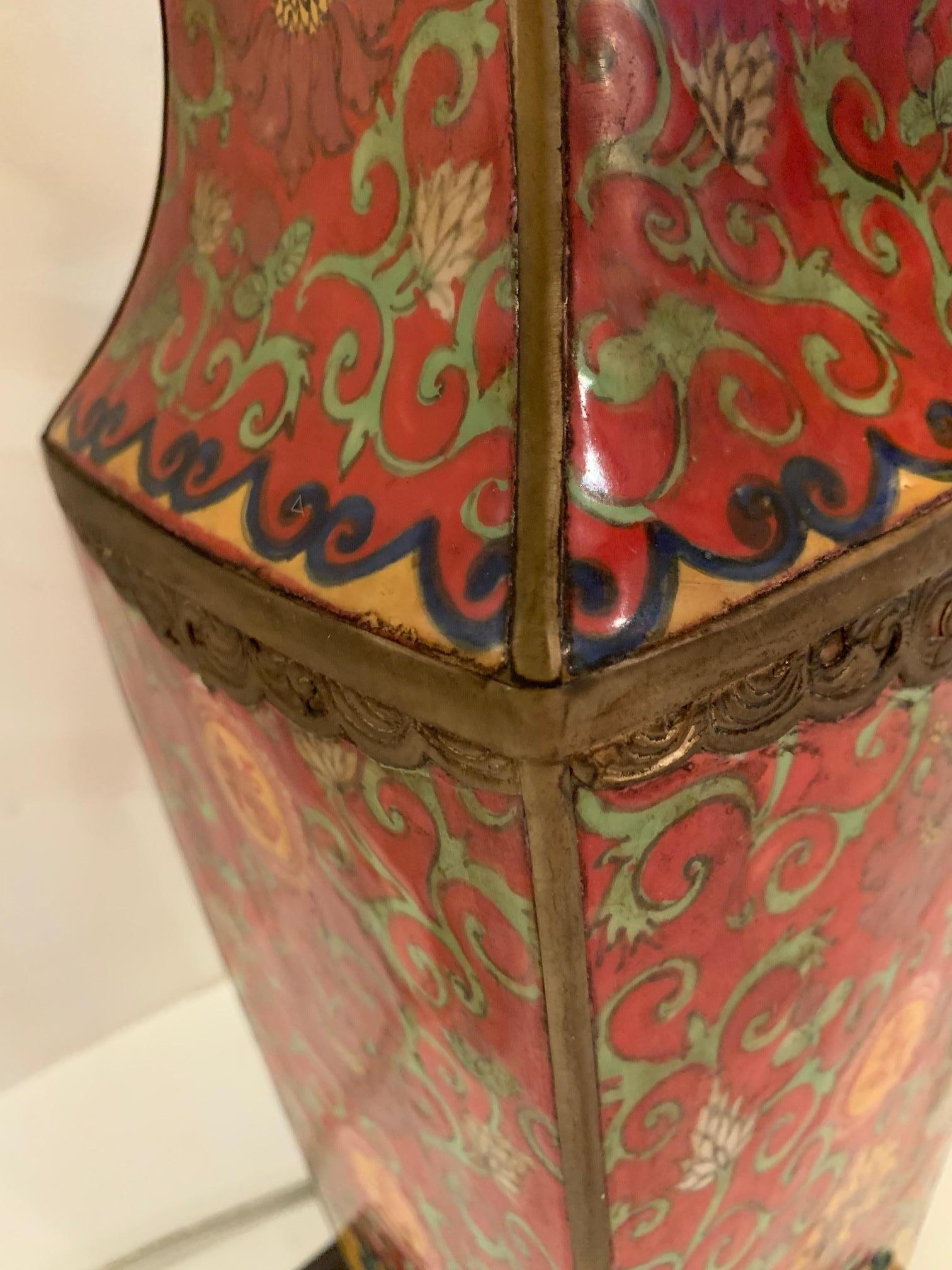 Pair of Beautifully Patterned Chinese Ceramic Table Lamps with Custom Shades 4
