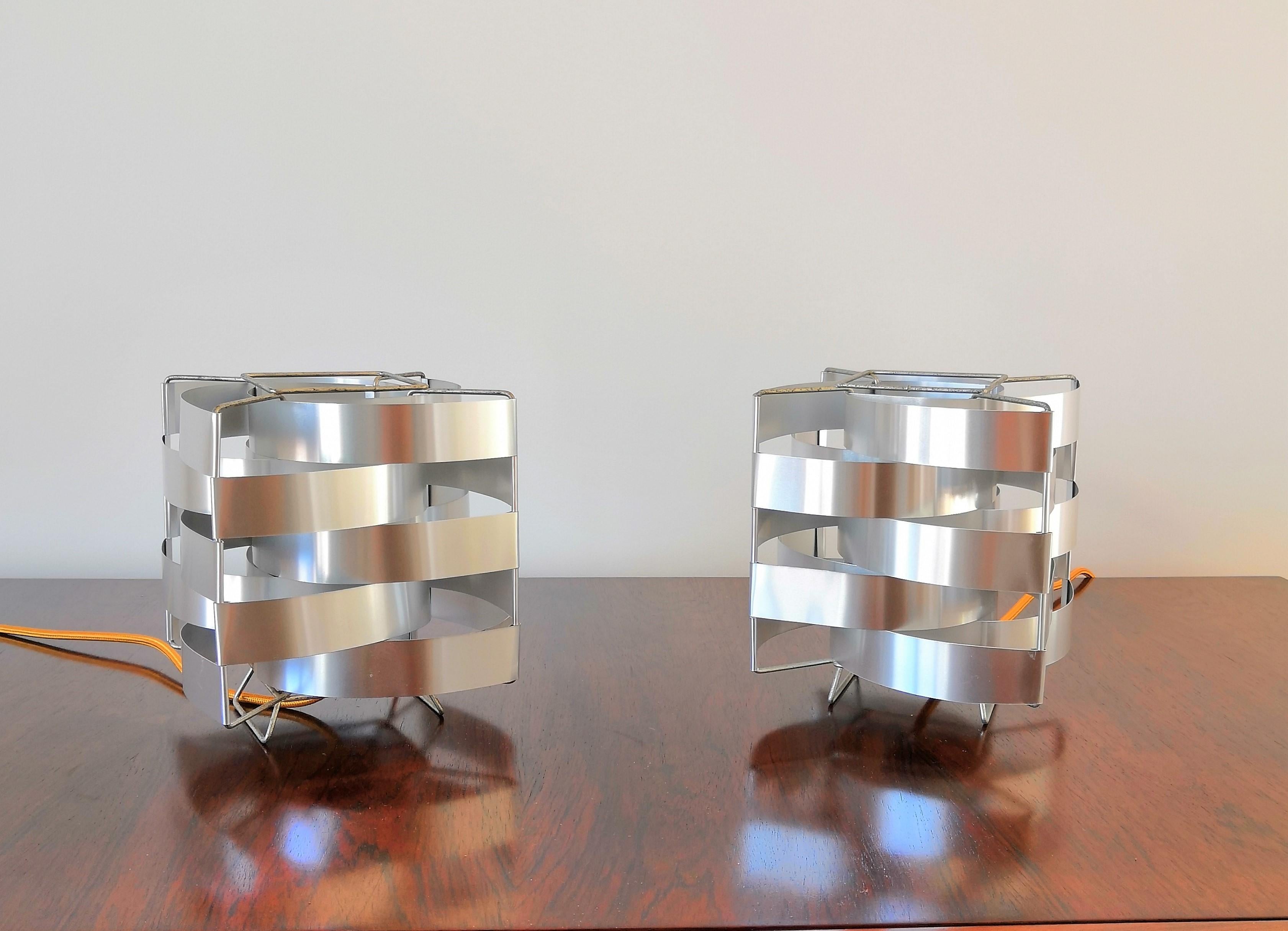 French Pair of Bed Side Table Lamps by Max Sauze, France, 1970s For Sale