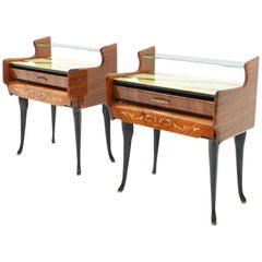 Pair of Bed Side Tables Night Stands with Horse Legs, Italy, 1959