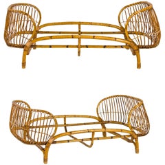 Vintage Pair of Beds, Bamboo, circa 1950, Italy