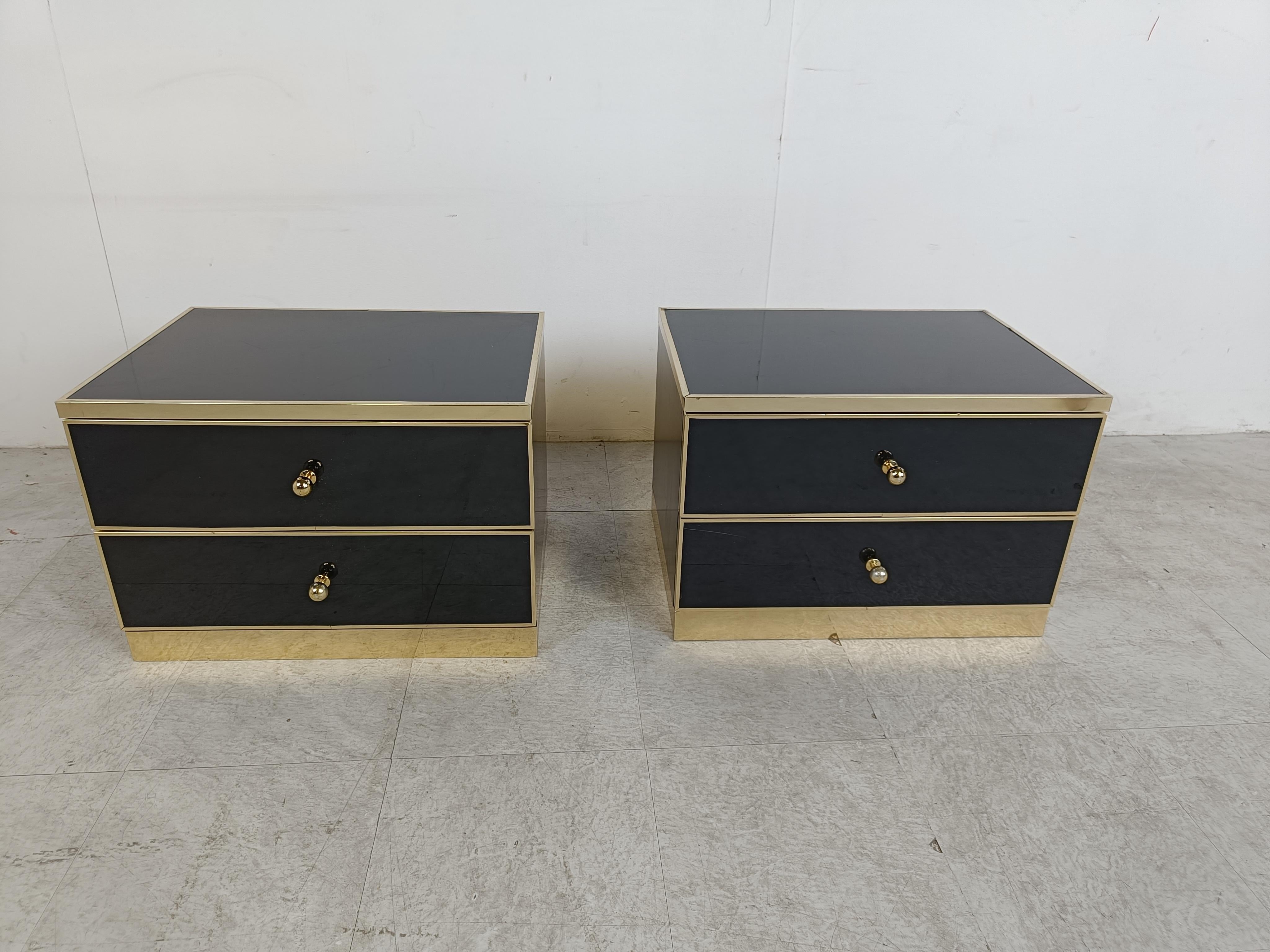 Hollywood Regency Pair of bedside cabinets, 1970s