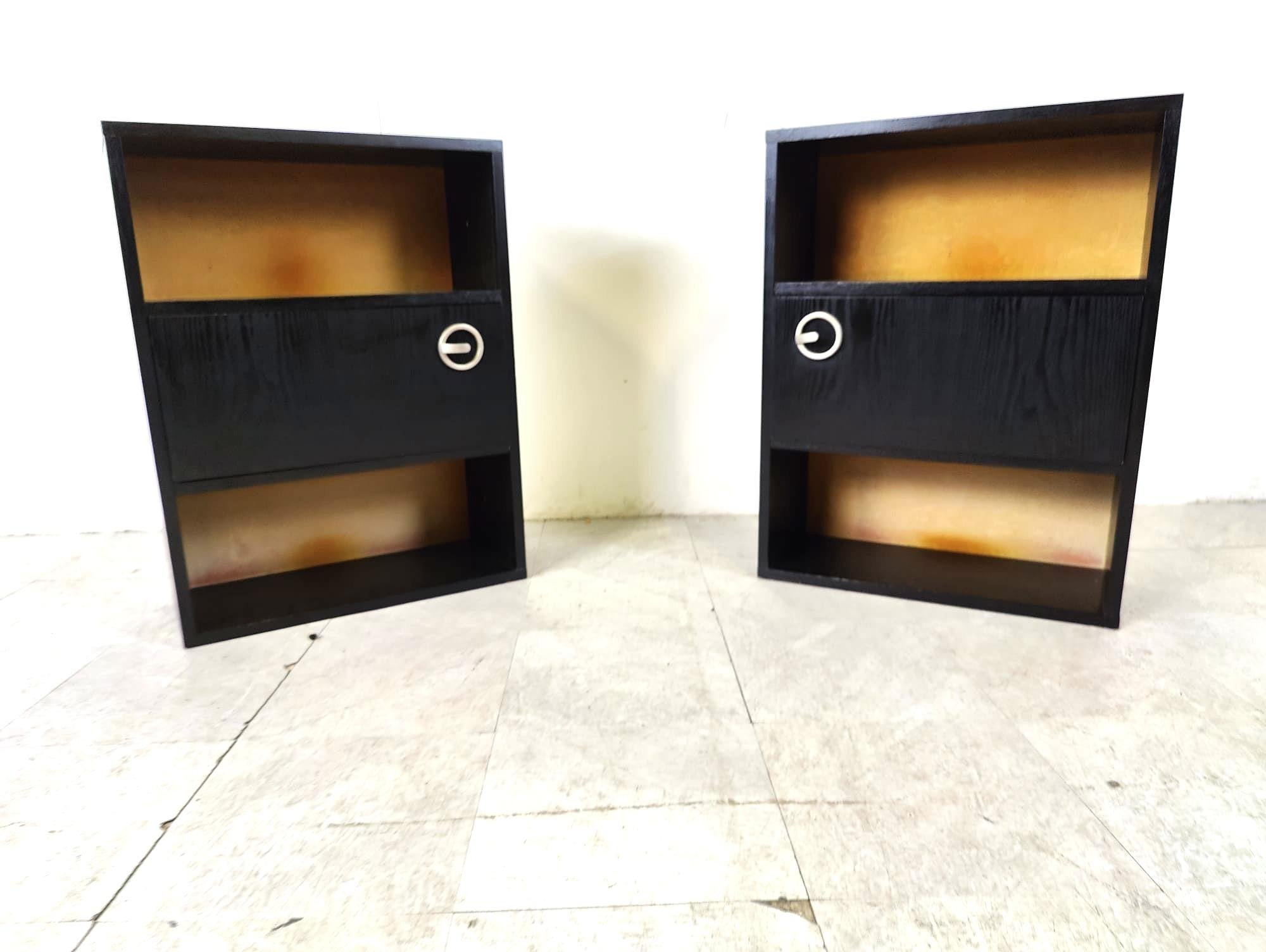 Belgian Pair of bedside cabinets, 1970s For Sale