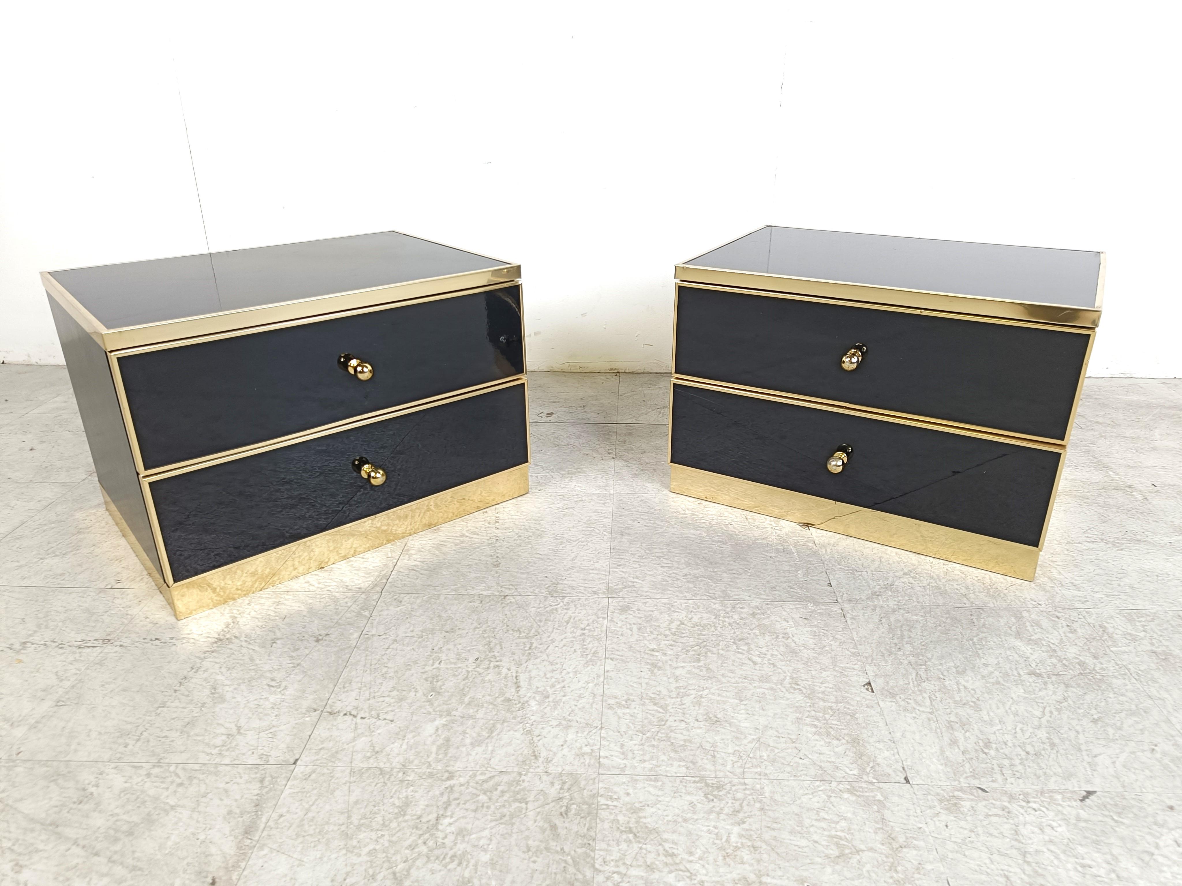 Brass Pair of bedside cabinets, 1970s