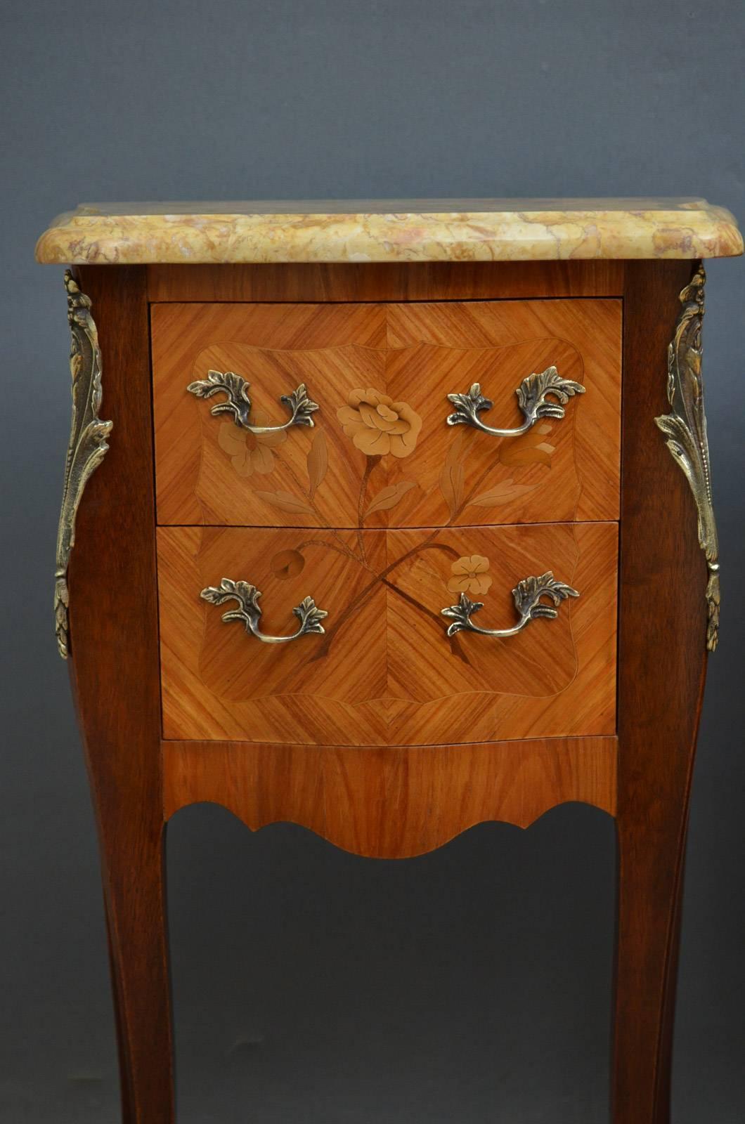 Rococo Pair of Bedside Cabinets in Tulipwood