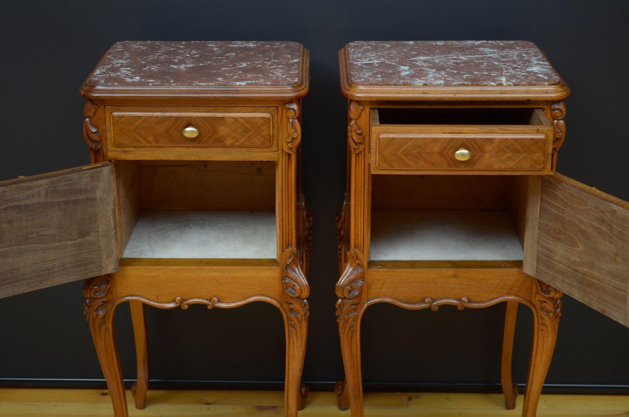 Pair of Bedside Cabinets in Walnut For Sale 7