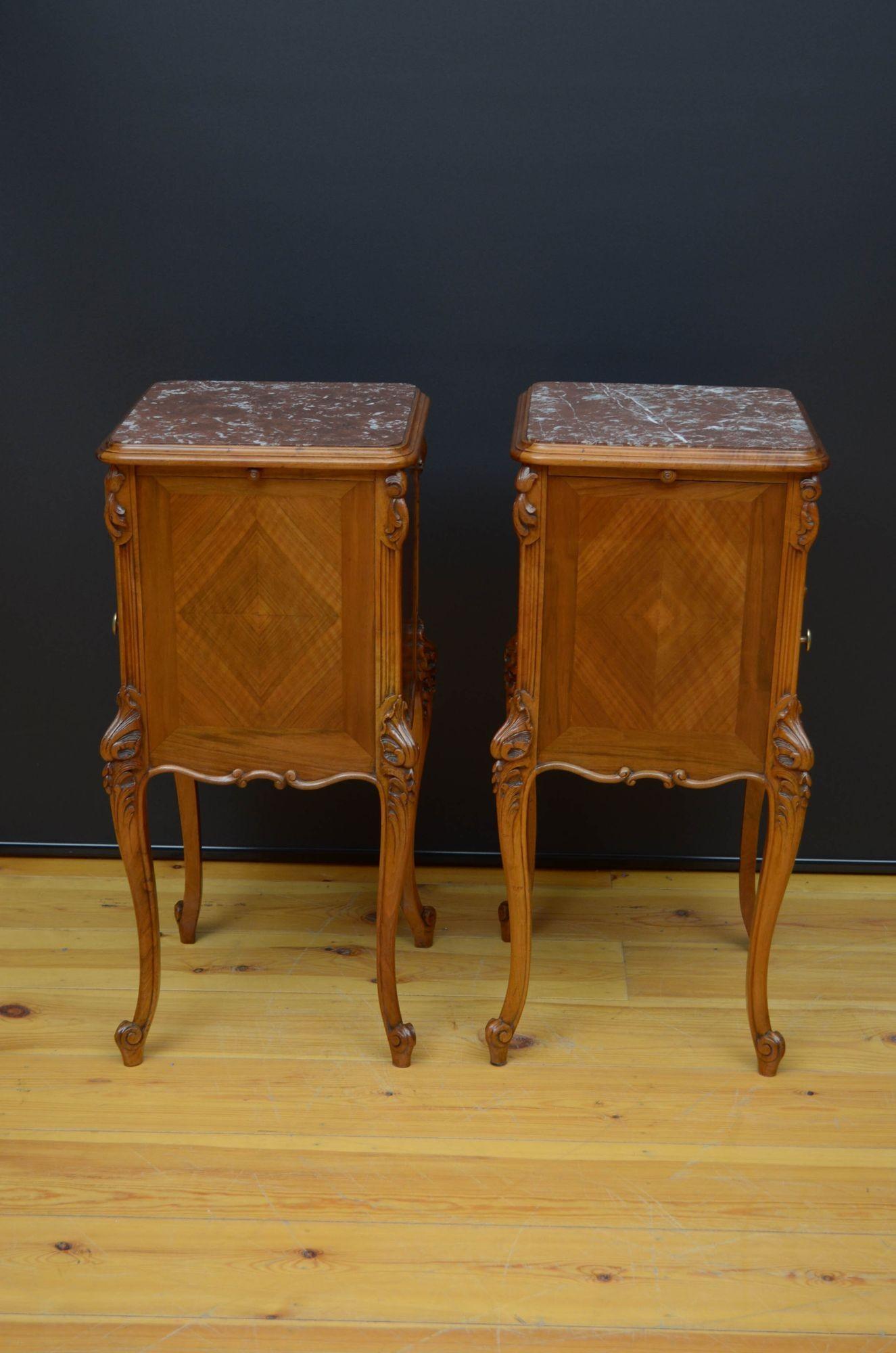 Pair of Bedside Cabinets in Walnut For Sale 9