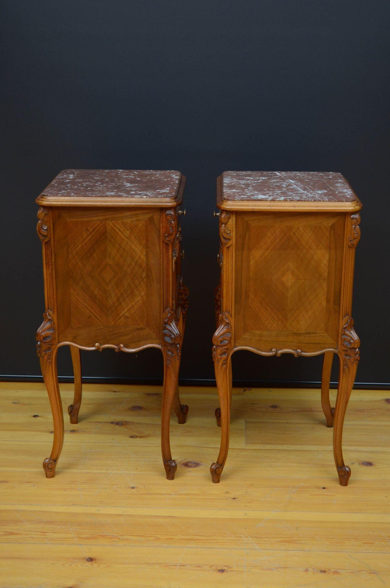 Pair of Bedside Cabinets in Walnut For Sale 11