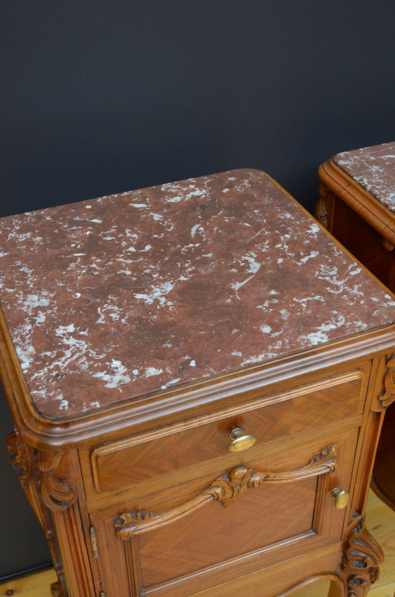 19th Century Pair of Bedside Cabinets in Walnut For Sale