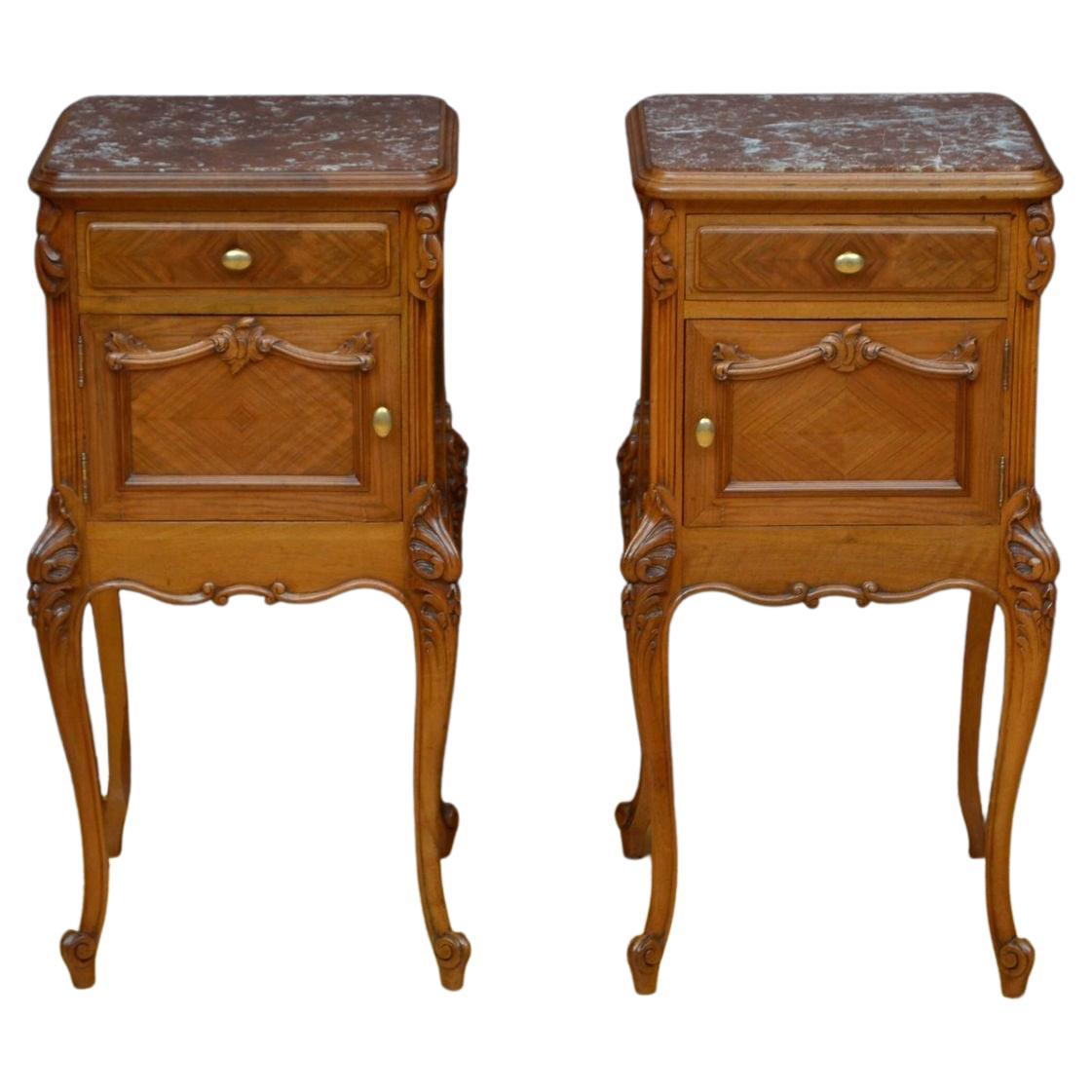 Pair of Bedside Cabinets in Walnut For Sale