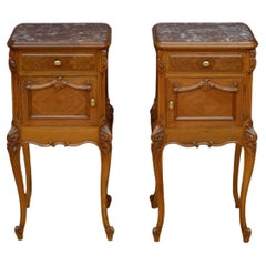 Antique Pair of Bedside Cabinets in Walnut