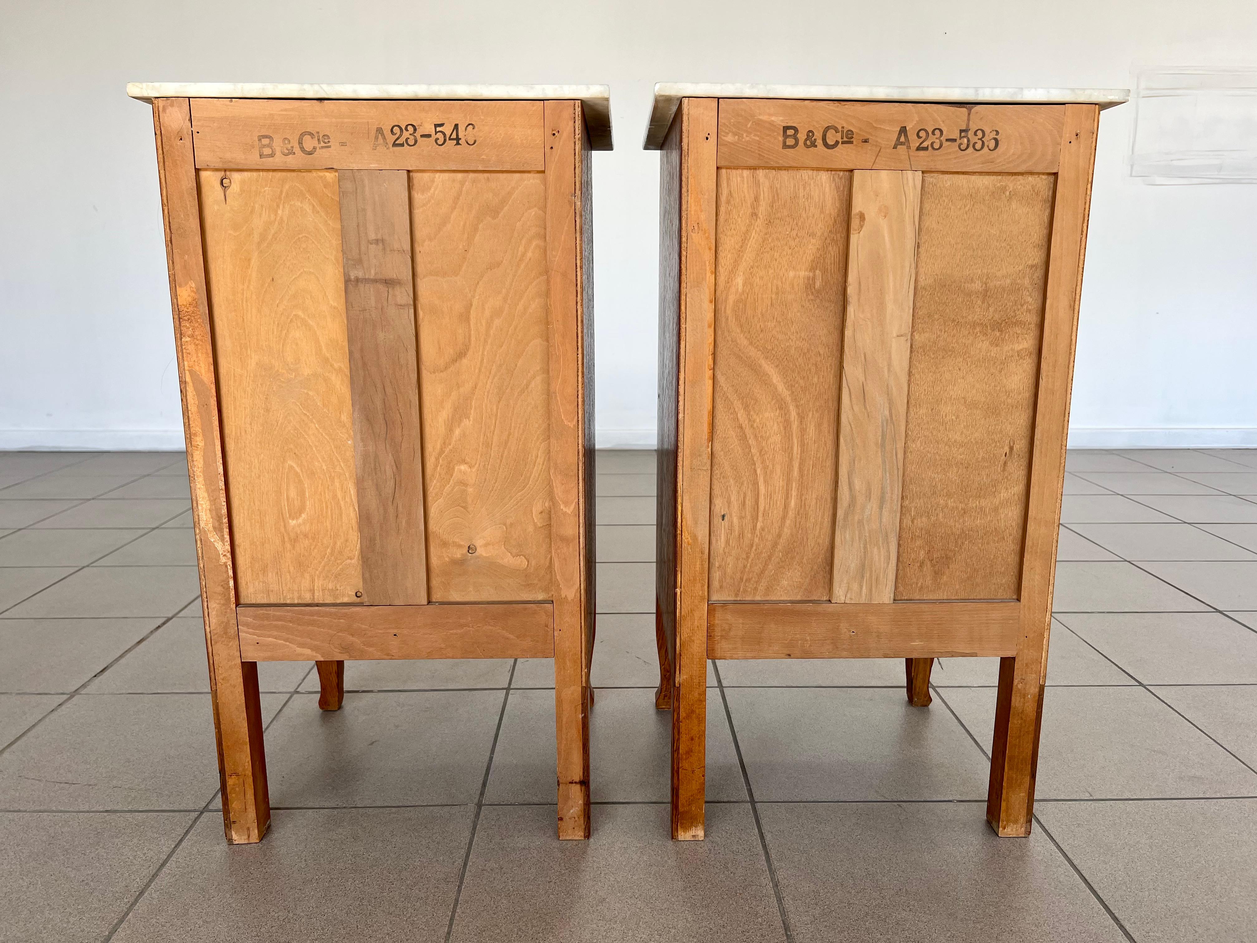 Pair of Bedside Cabinets or Nighstands With Marble Tops For Sale 5