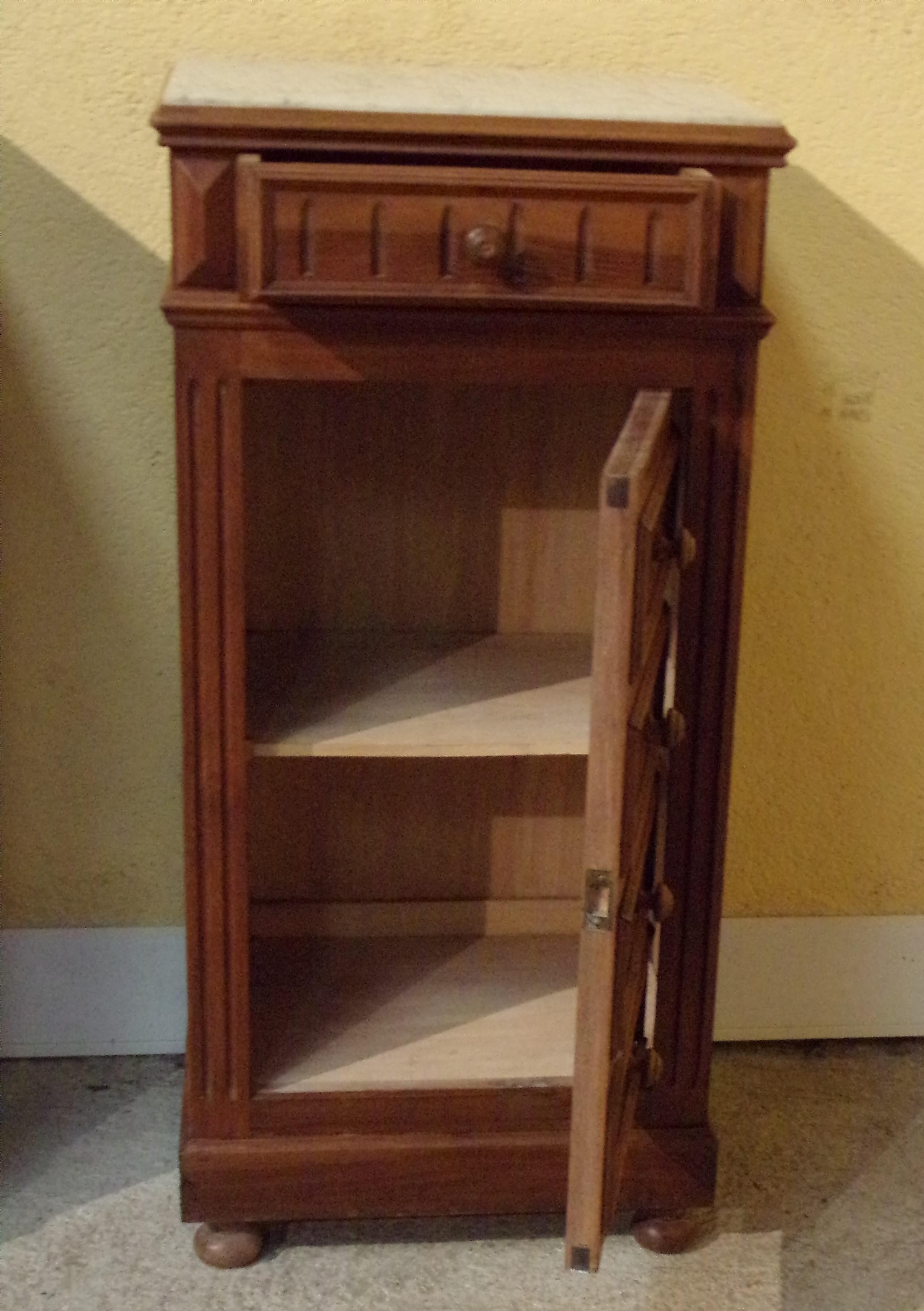 French Pair of Bedside Cabinets with Marble Tops, C1890