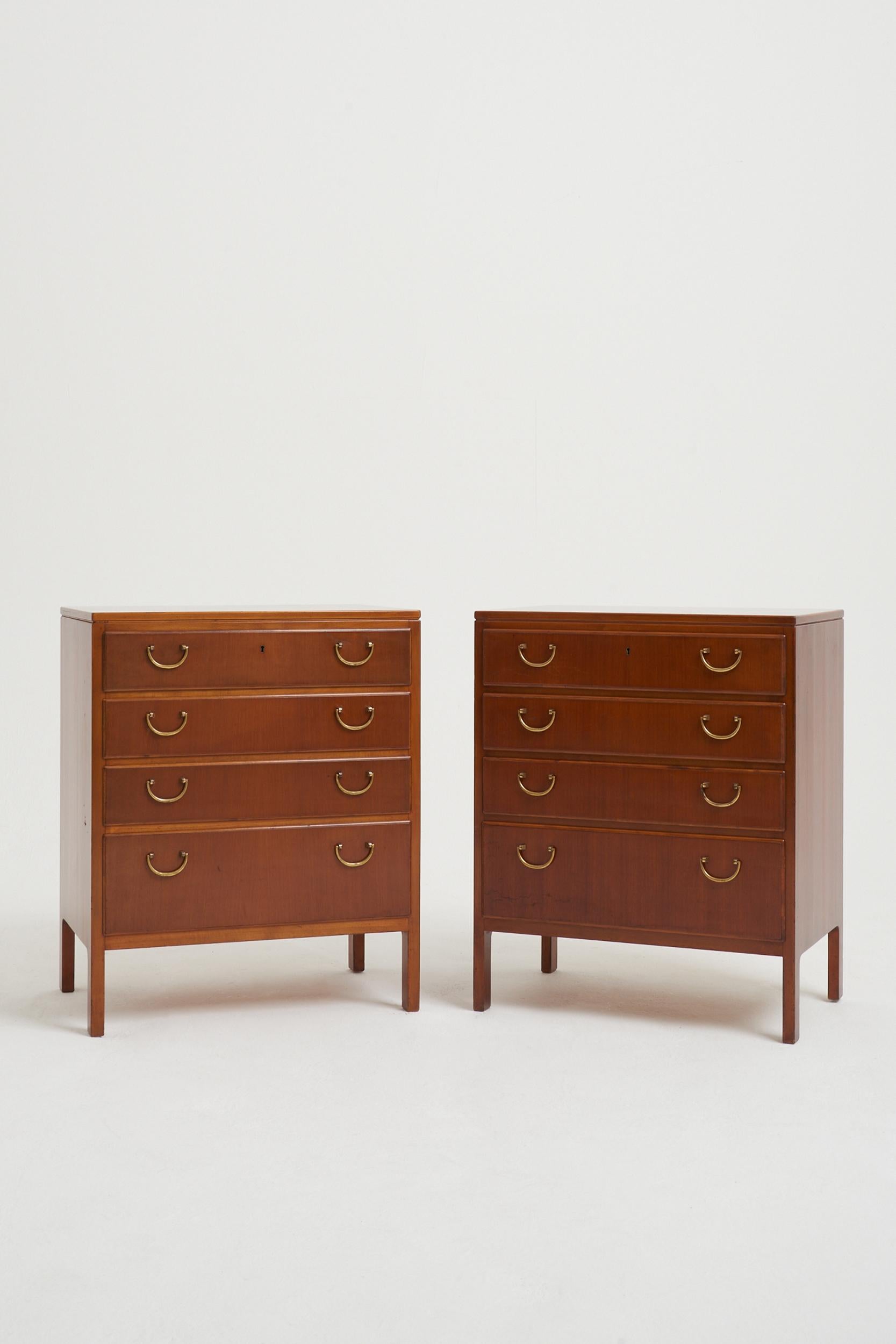 Mid-Century Modern Pair of Bedside Chests of Drawers by David Rosen for Nordiska Kompaniet