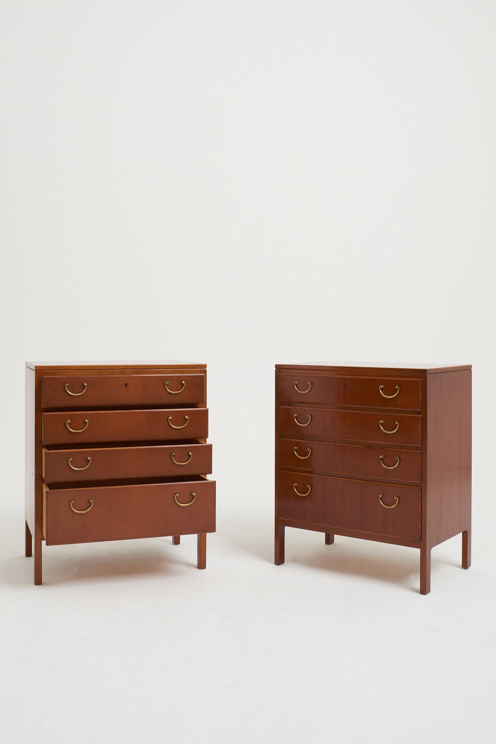 Swedish Pair of Bedside Chests of Drawers by David Rosen for Nordiska Kompaniet
