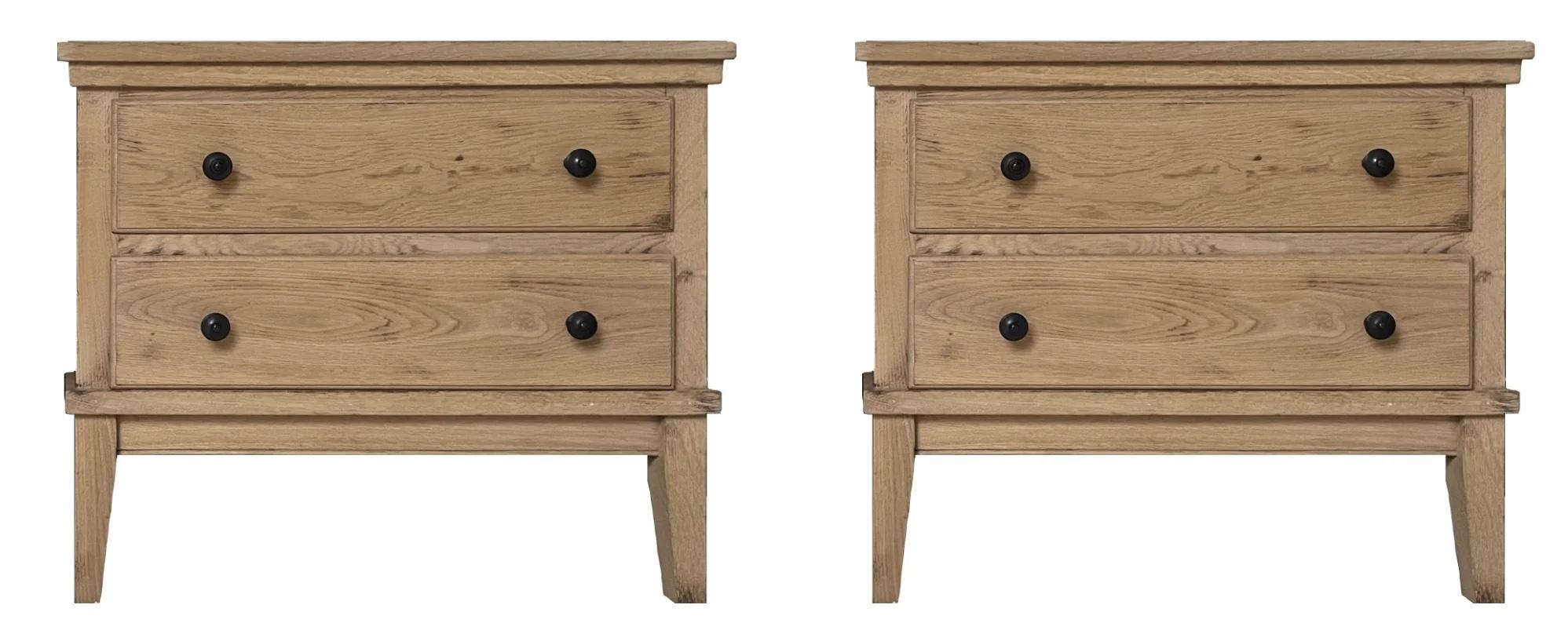 British Bedside Chests, washed/bleached Oak finish (pair)