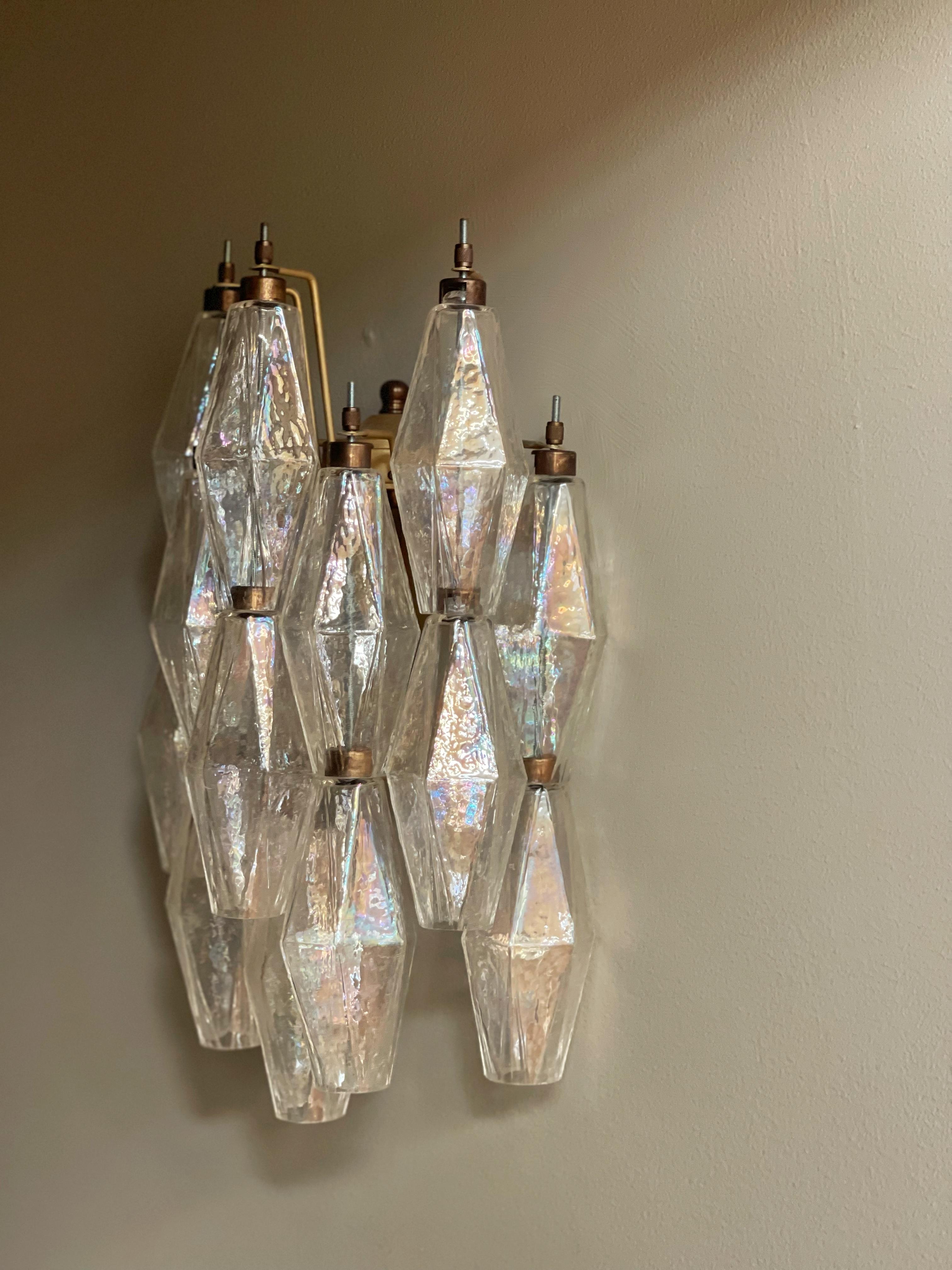 Pareja de Apliques Clásicos de Murano - Cristal transparente Italiano en venta