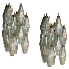 Pair of Bedside Classic Murano Wall Sconces • Clear Glass