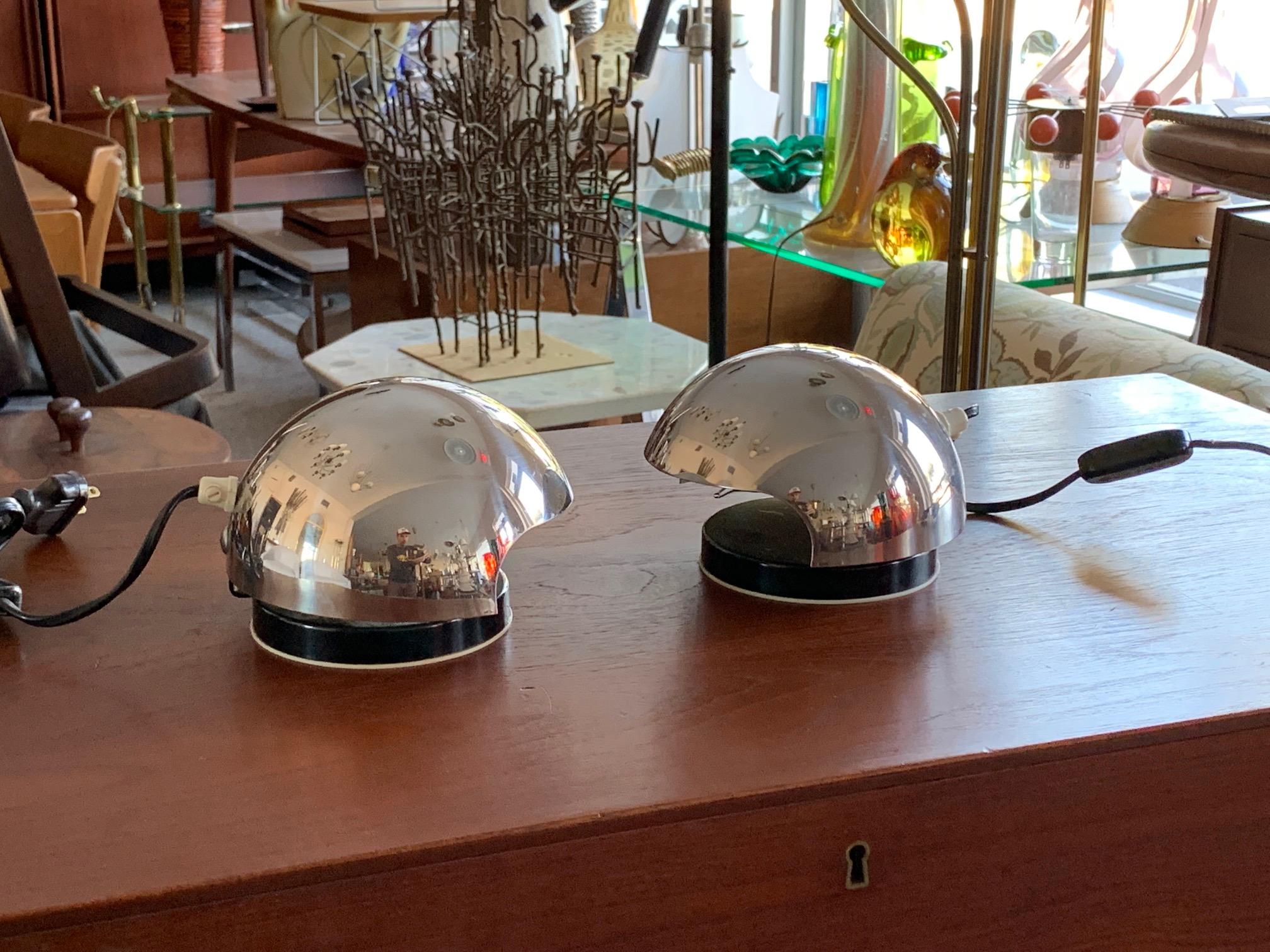 A pair of unusual bedside lamps by Reggiani, Italy, 1970's.