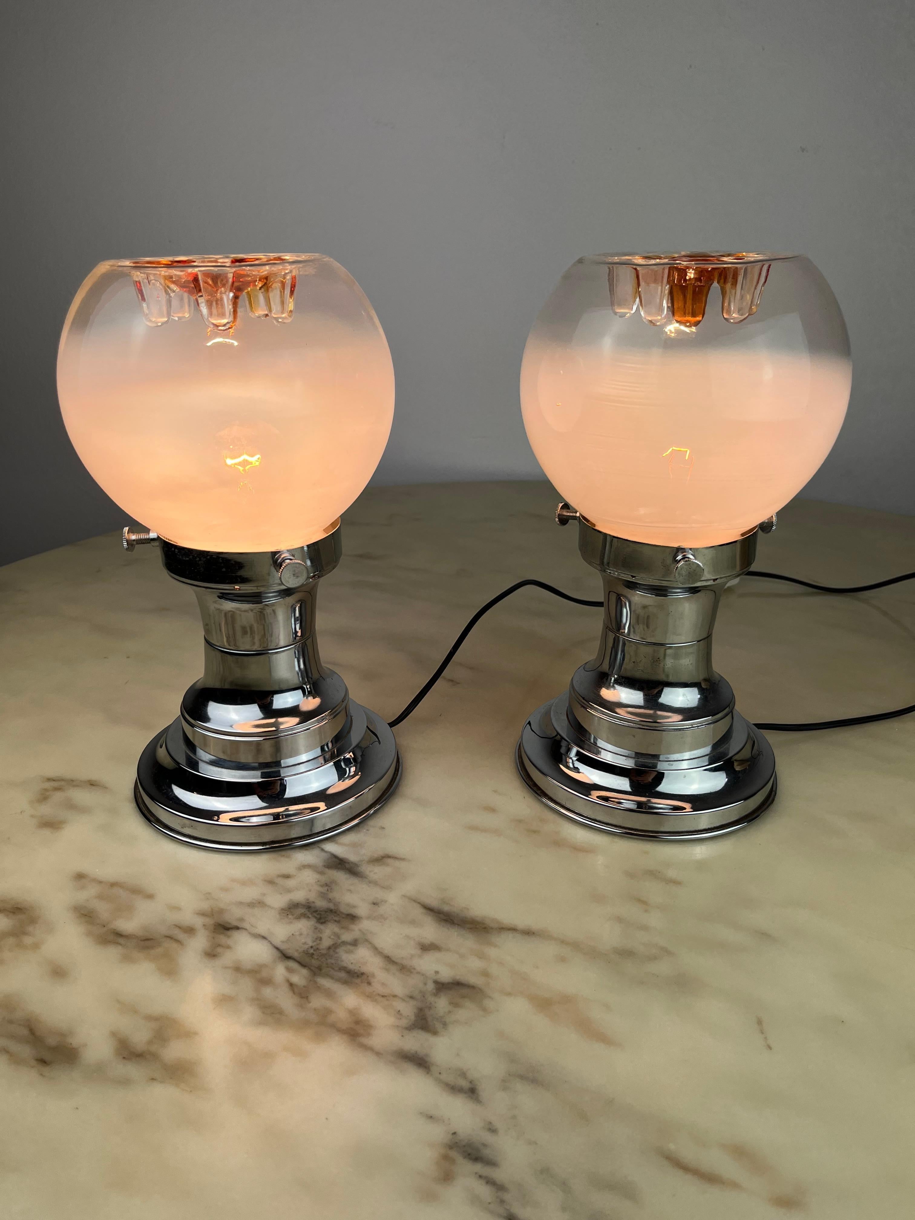 Other Pair of Bedside Lamps by Toni Zuccheri for Mazzega, Italy, 1970s For Sale