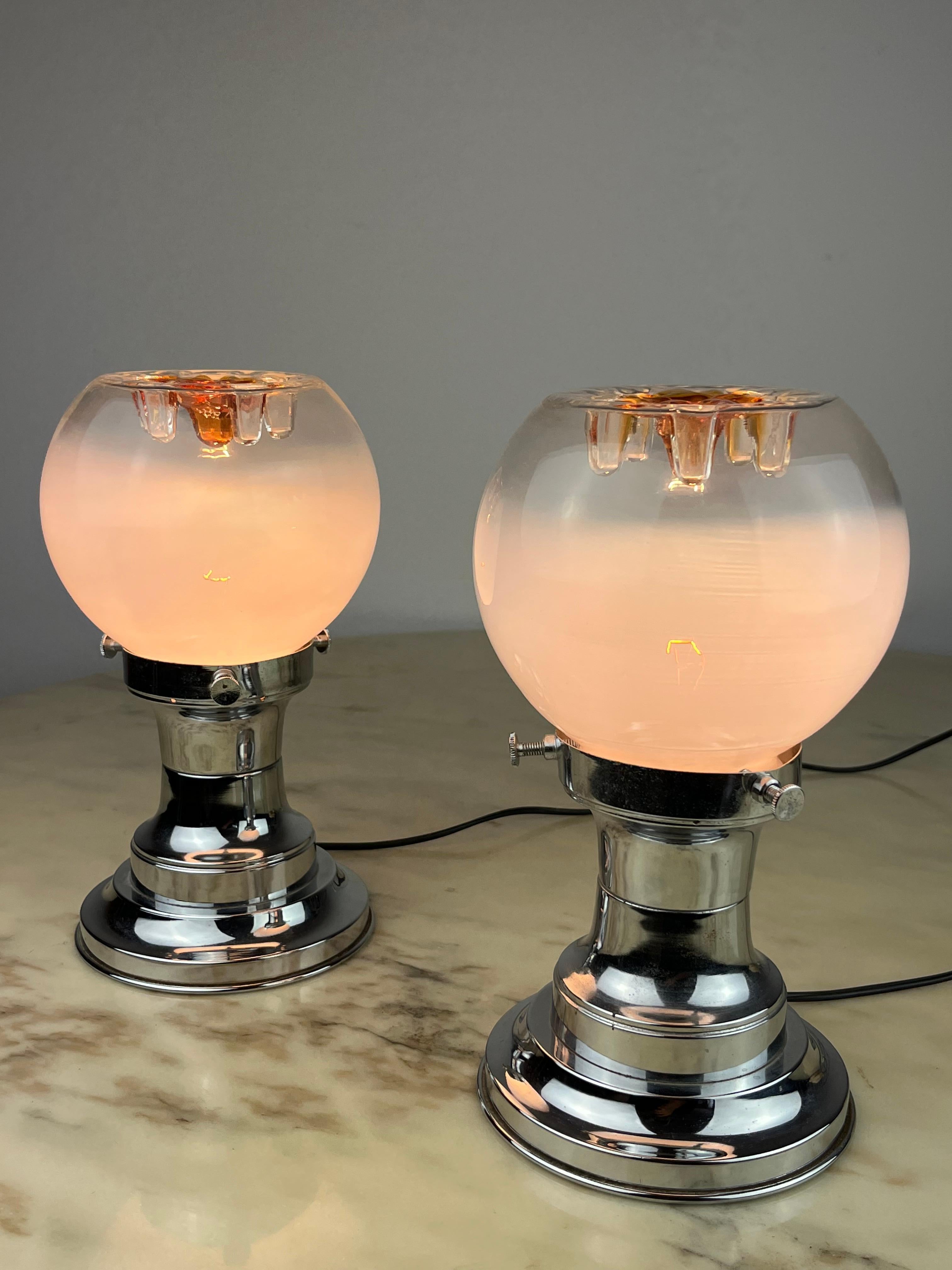 Pair of Bedside Lamps by Toni Zuccheri for Mazzega, Italy, 1970s For Sale 2