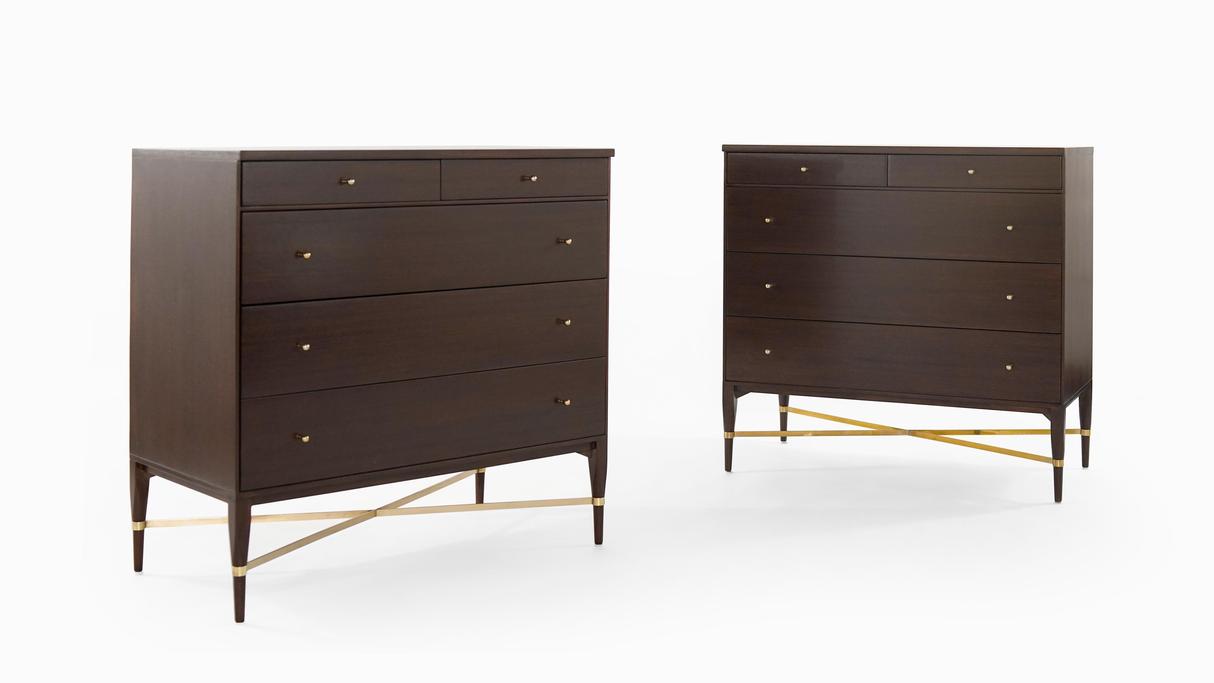 Mid-Century Modern Pair of Bedside Mahogany Chests by Paul McCobb, Calvin Group, 1950s