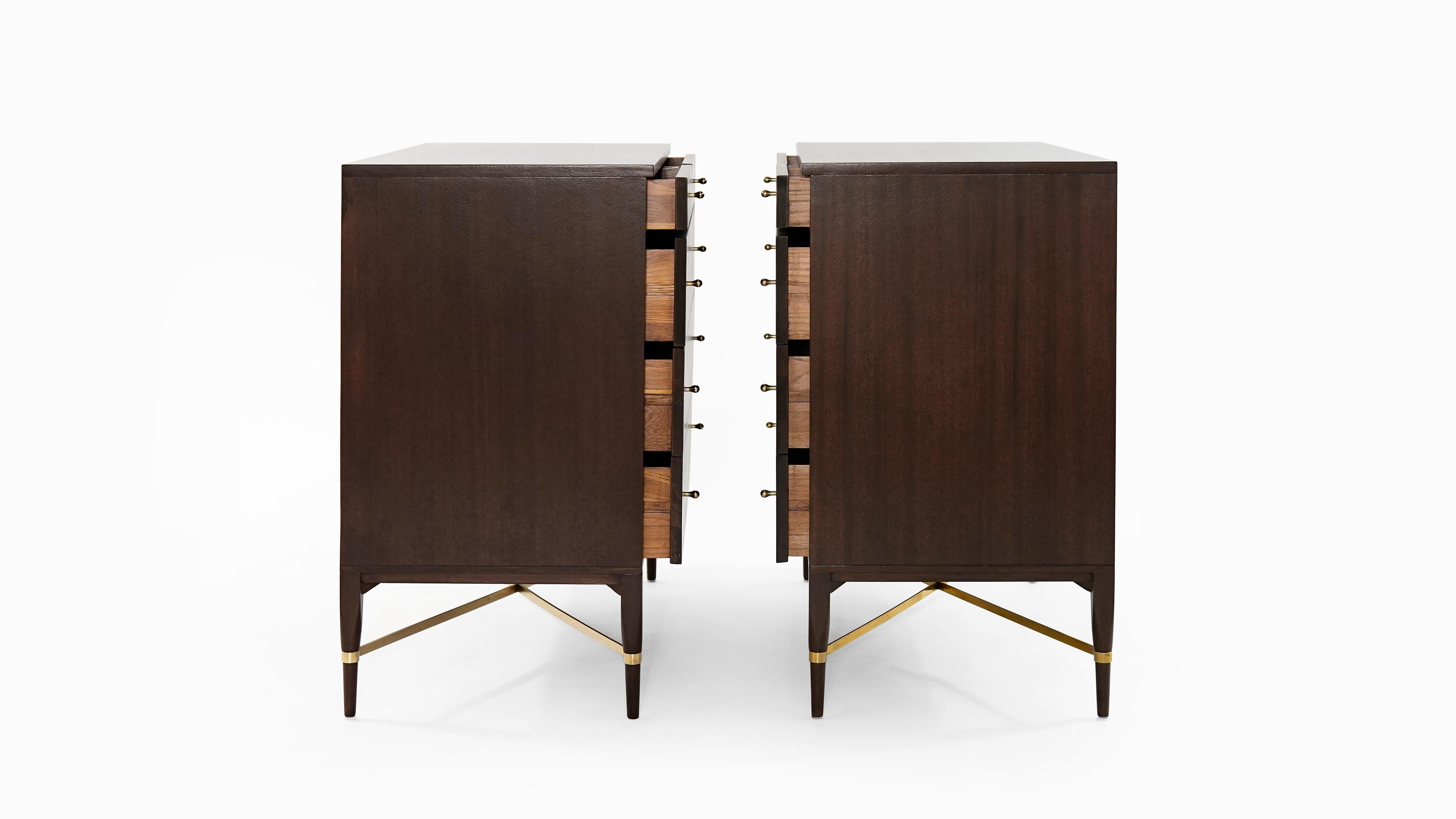 Ebonized Pair of Bedside Mahogany Chests by Paul McCobb, Calvin Group, 1950s