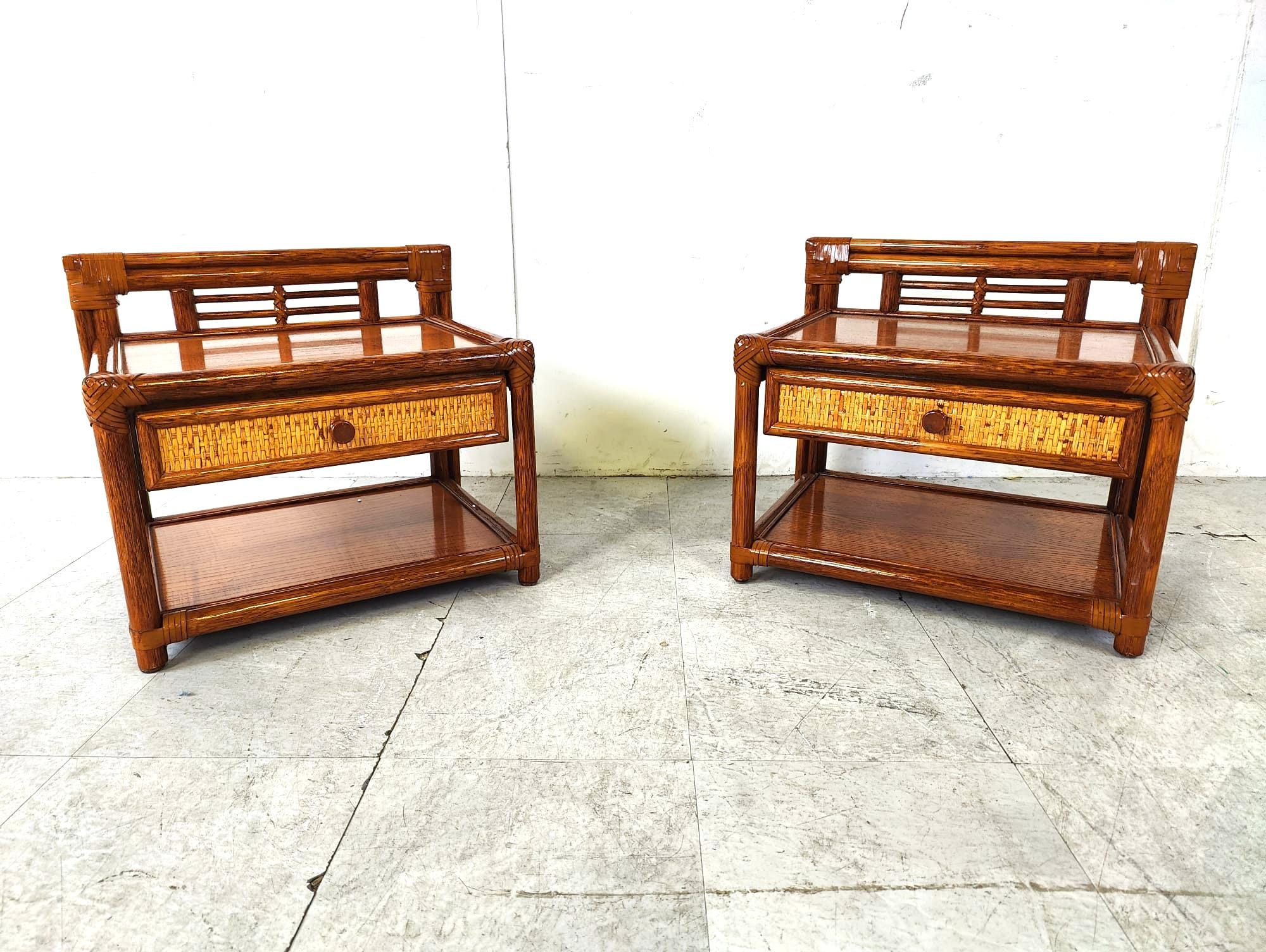 Late 20th Century Pair of bedside night stands by Maugrion, 1970s For Sale